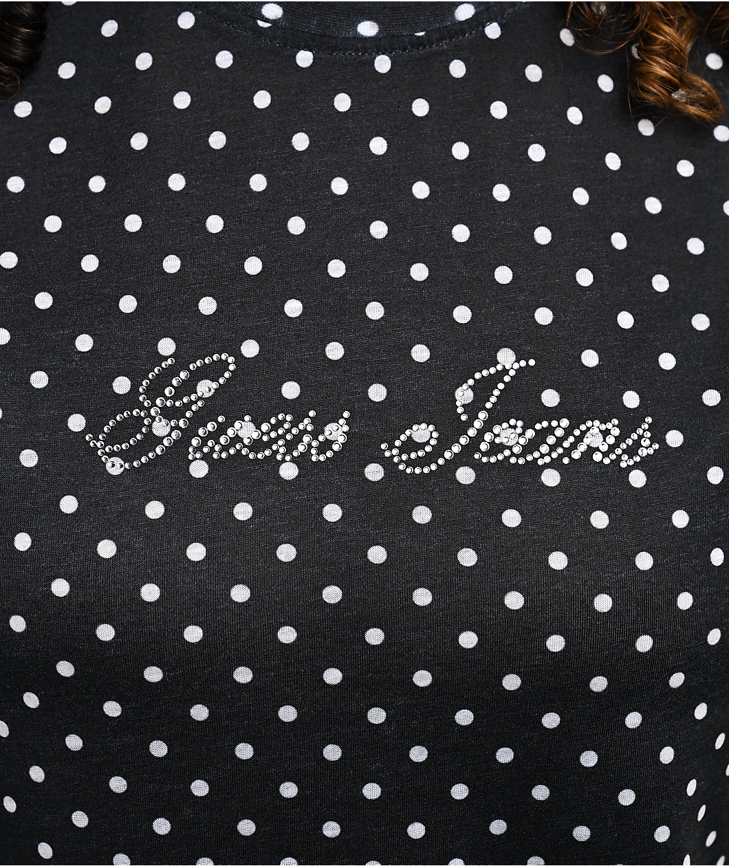 Guess Jeans Polka Dot Rhinestone Black T-Shirt
