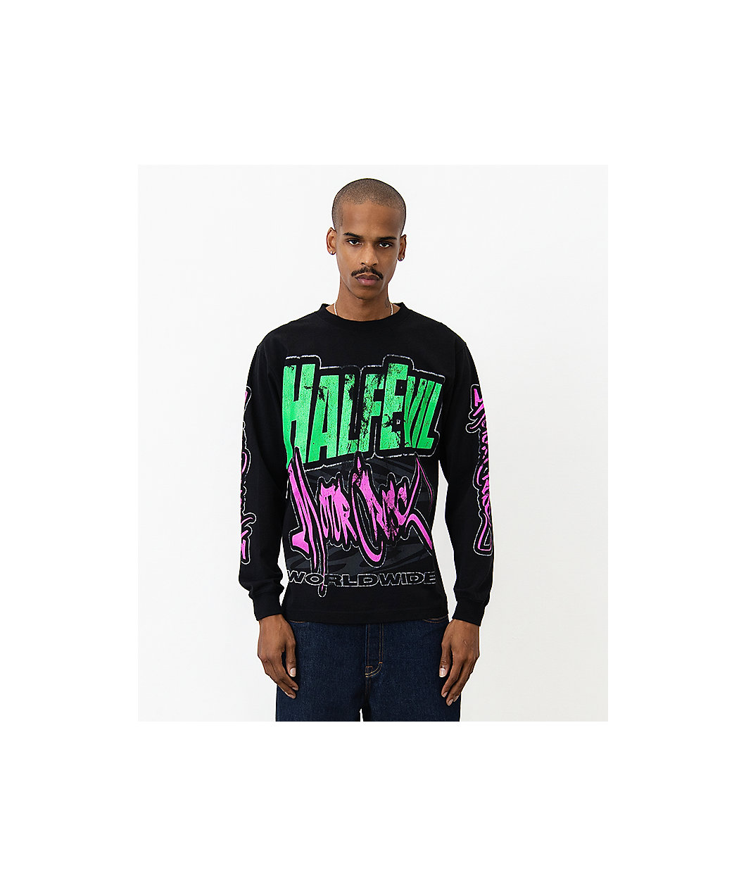 HALF EVIL Motorcross Black Long Sleeve T-Shirt