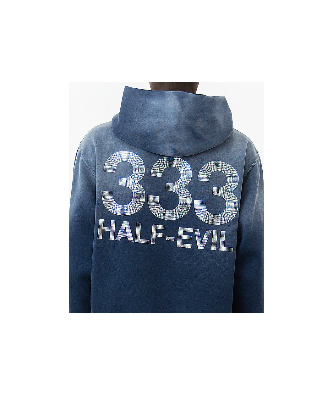 HALF EVIL Rhinestone Navy Wash Hoodie