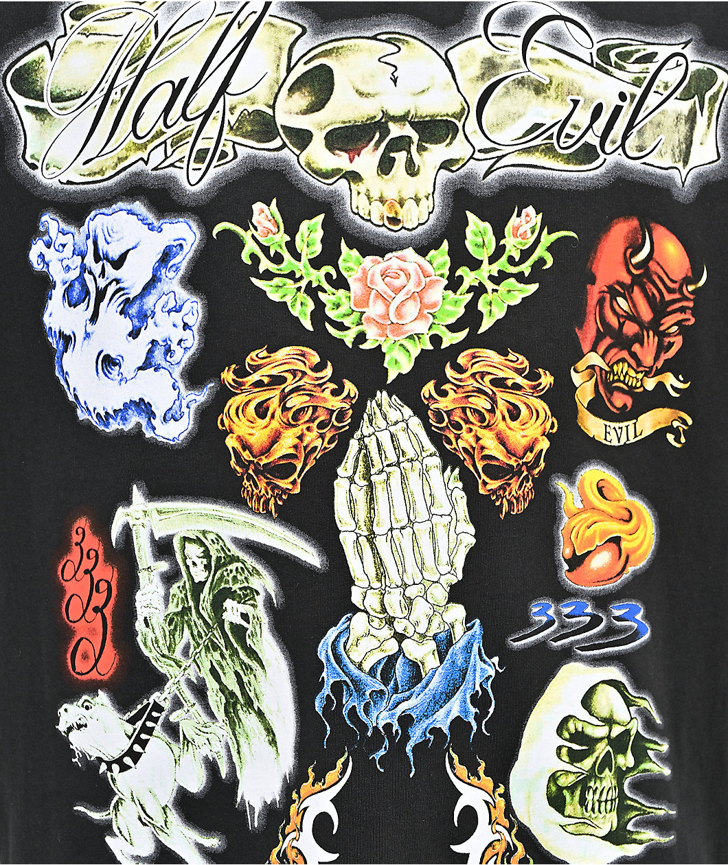 HALF EVIL Tattoo Parlor Black Long Sleeve T-Shirt