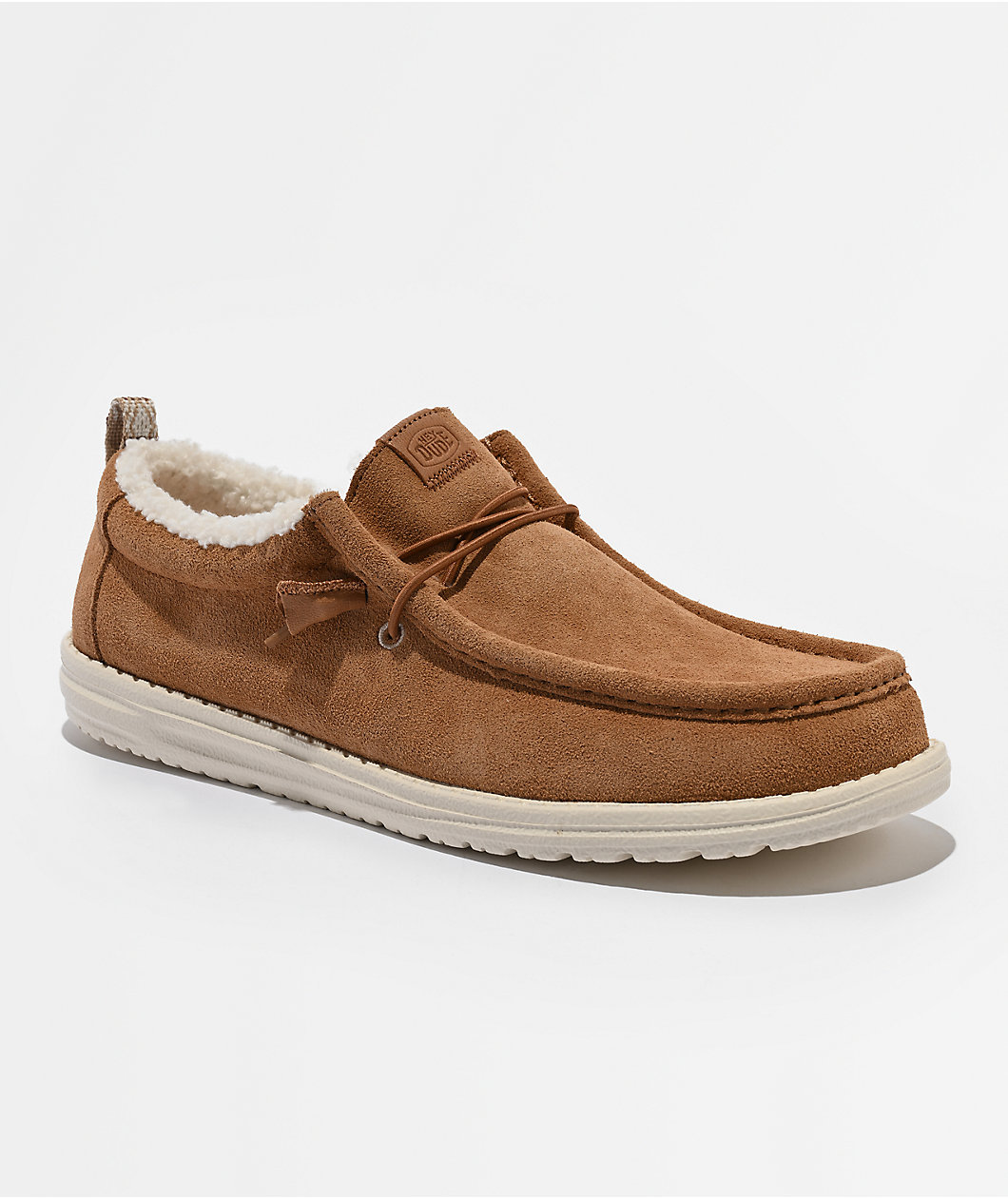 HEYDUDE Wally Suede Shearling Lion Orange & White Shoes
