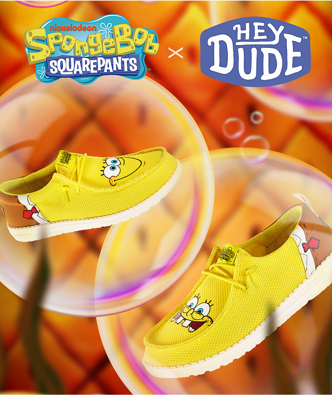 HEYDUDE x SpongeBob SquarePants Wally Funk Yellow Shoes