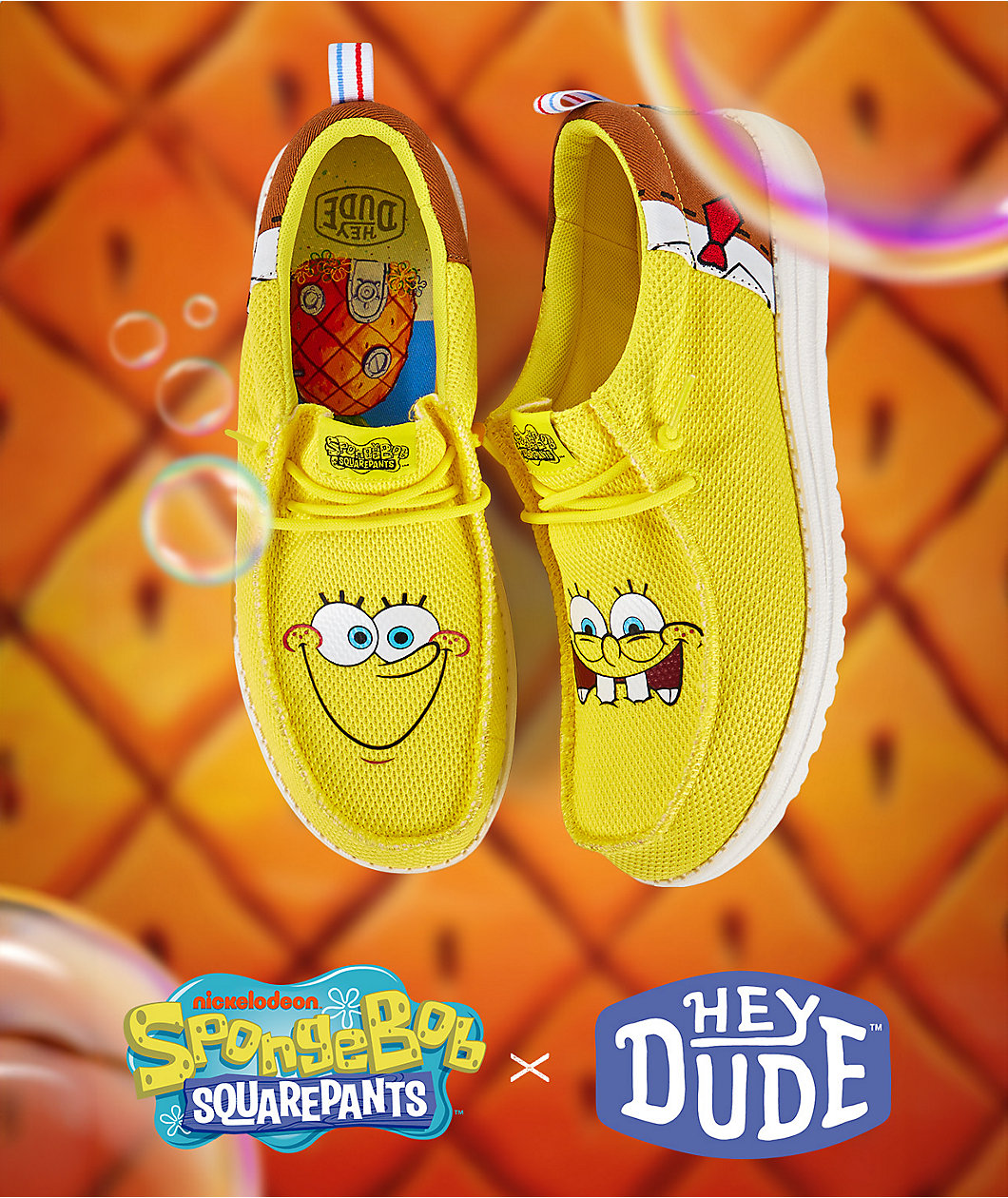 HEYDUDE x SpongeBob SquarePants Wally Funk Yellow Shoes