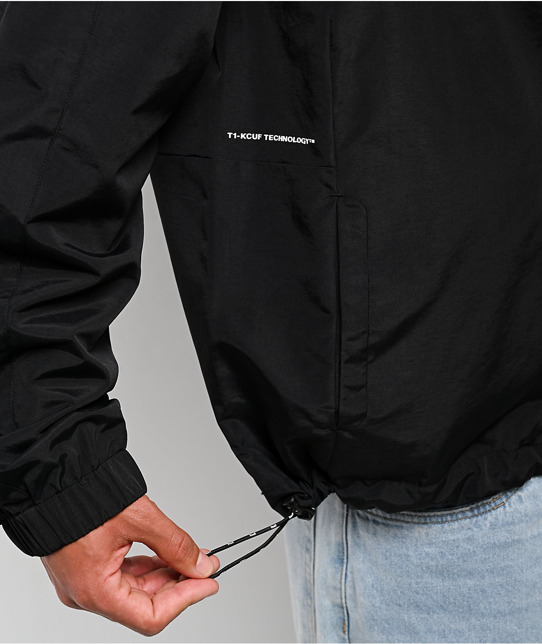 HUF All Caps Black Windbreaker Zip Jacket