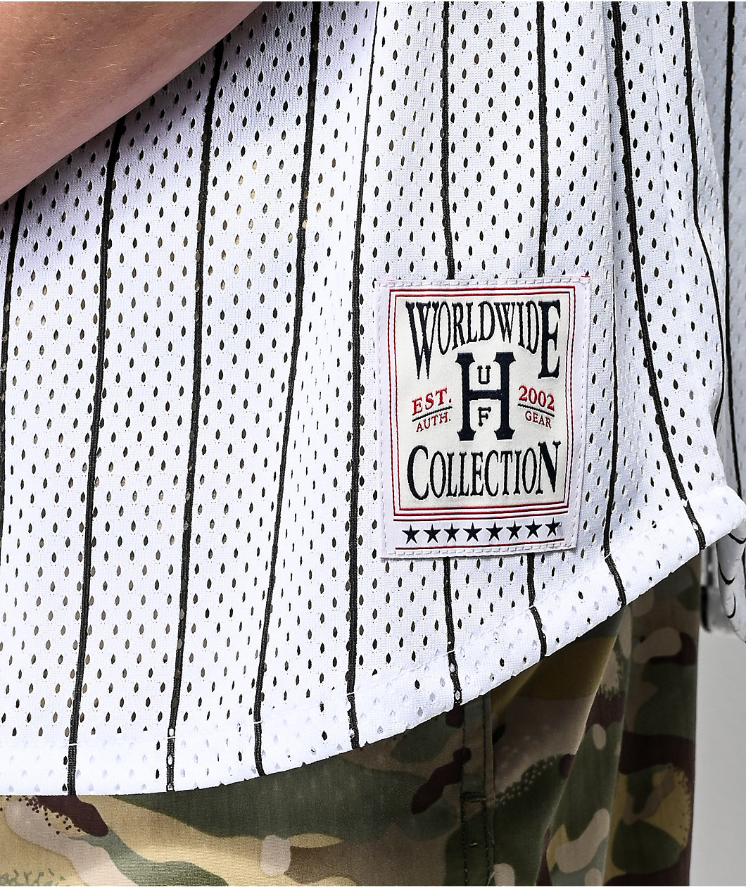HUF Bronx White Henley Mesh Baseball Jersey