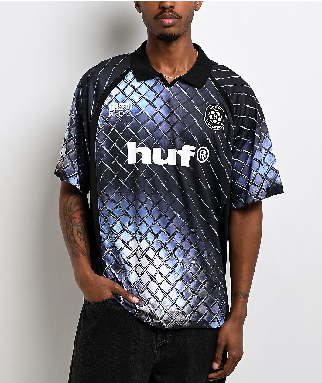 HUF Diamond Plate Black Soccer Jersey
