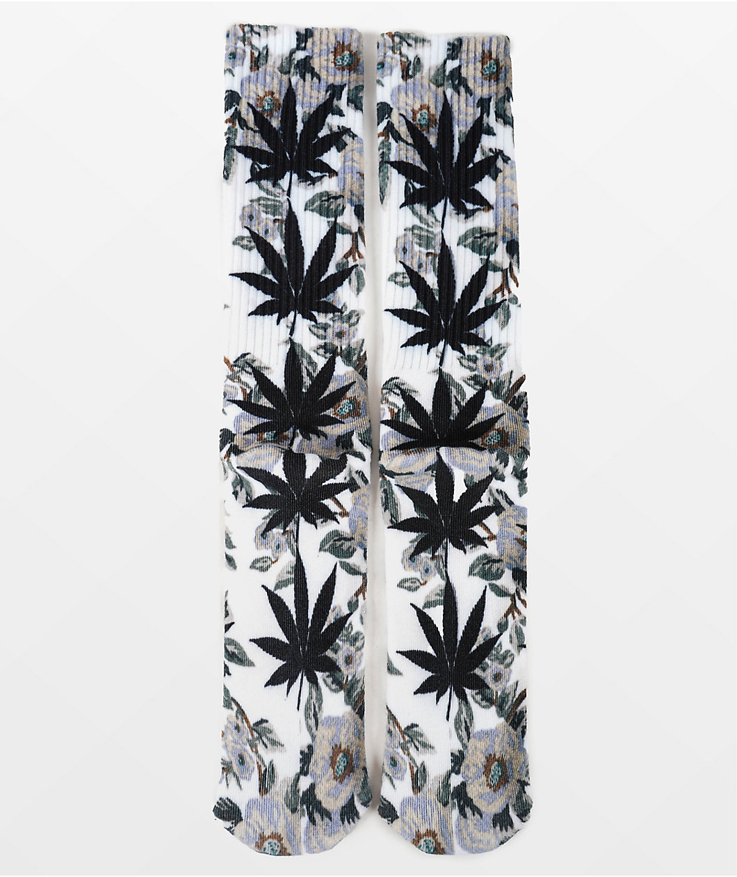 HUF Digital Plantlife White Crew Socks