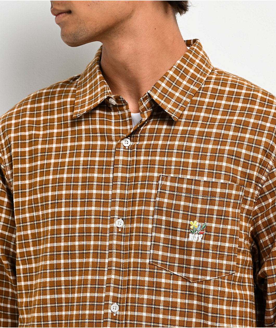 HUF Echo Oxford Plaid Long Sleeve Button Up Shirt