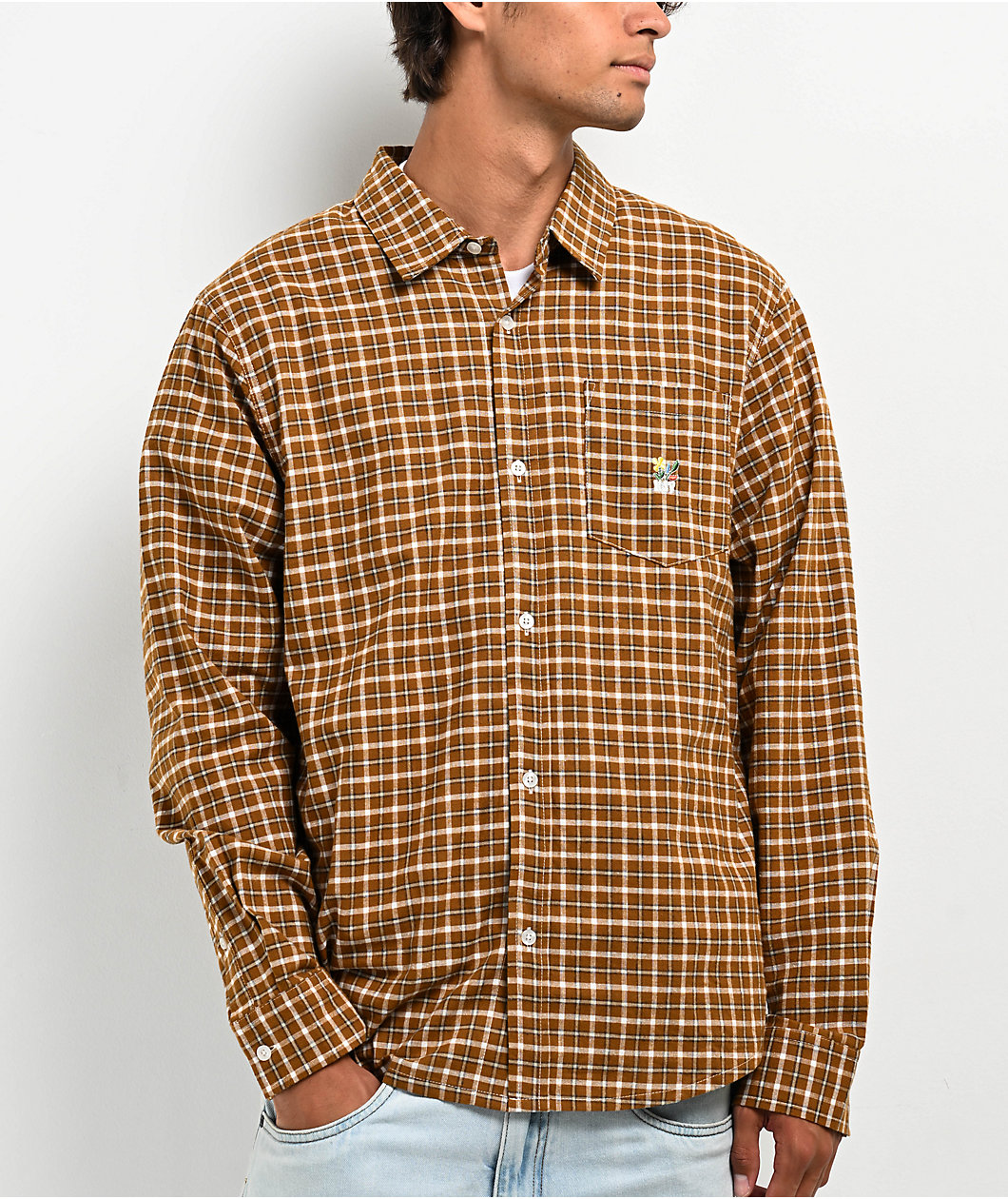 HUF Echo Oxford Plaid Long Sleeve Button Up Shirt