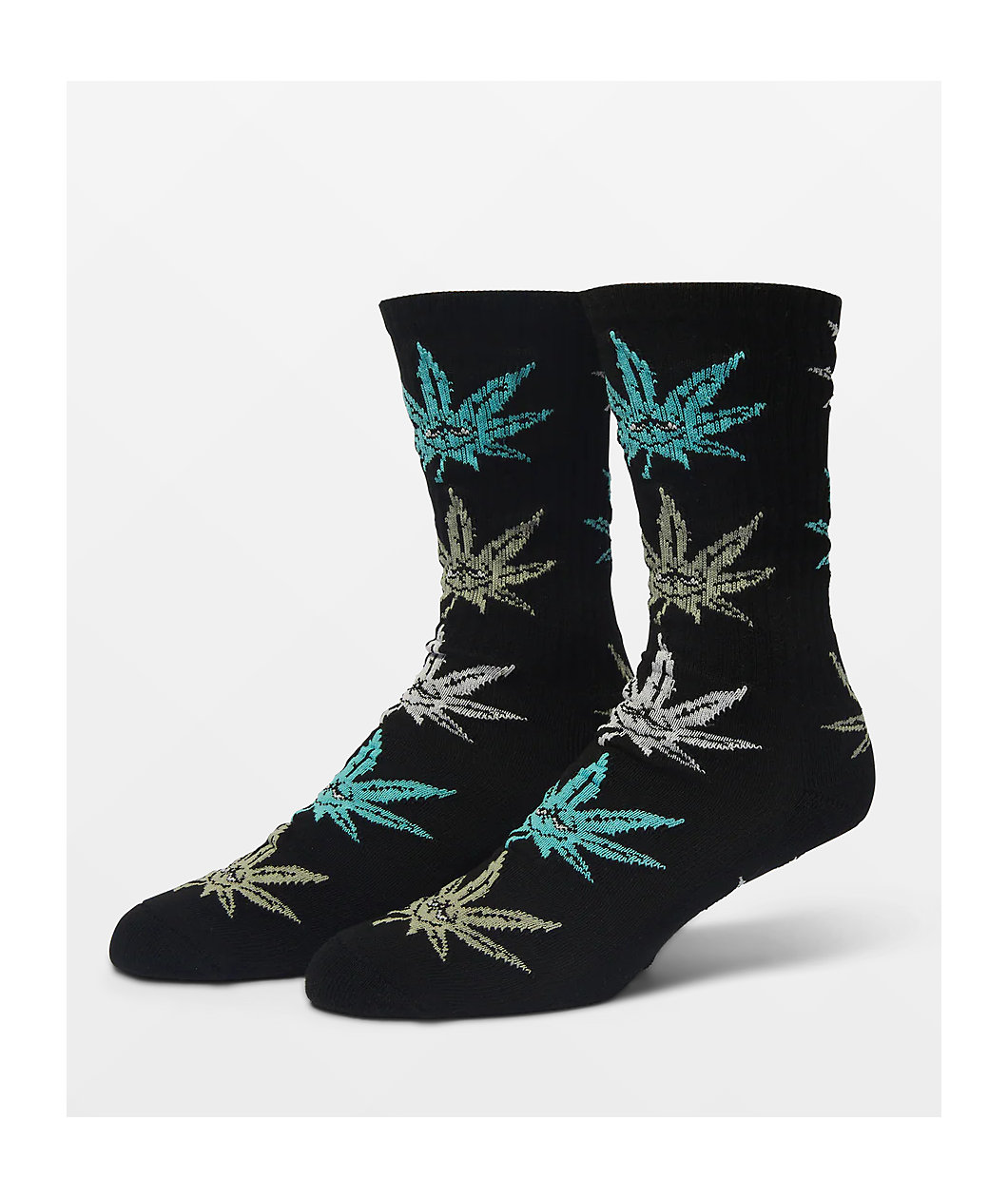 HUF Green Buddy Meditation Black Crew Socks