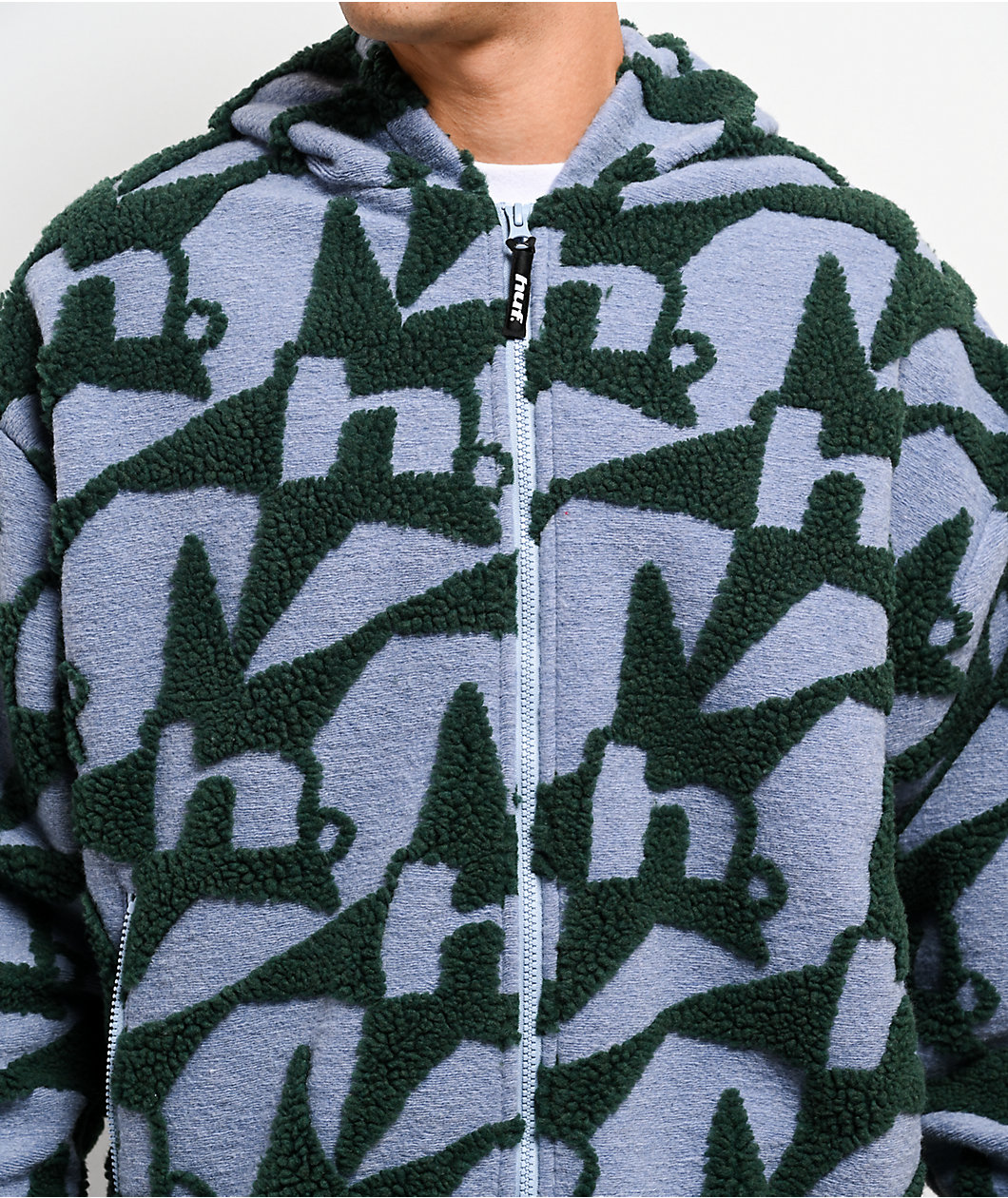 HUF H Star Repeat Ice Blue Zip Hoodie