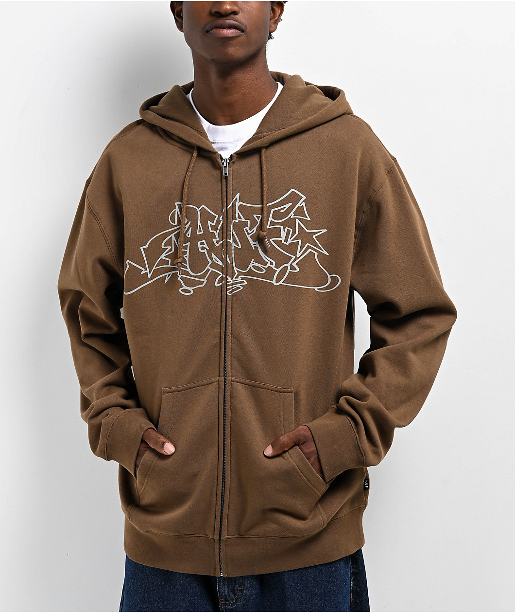 HUF Outline Brown Zip Hoodie