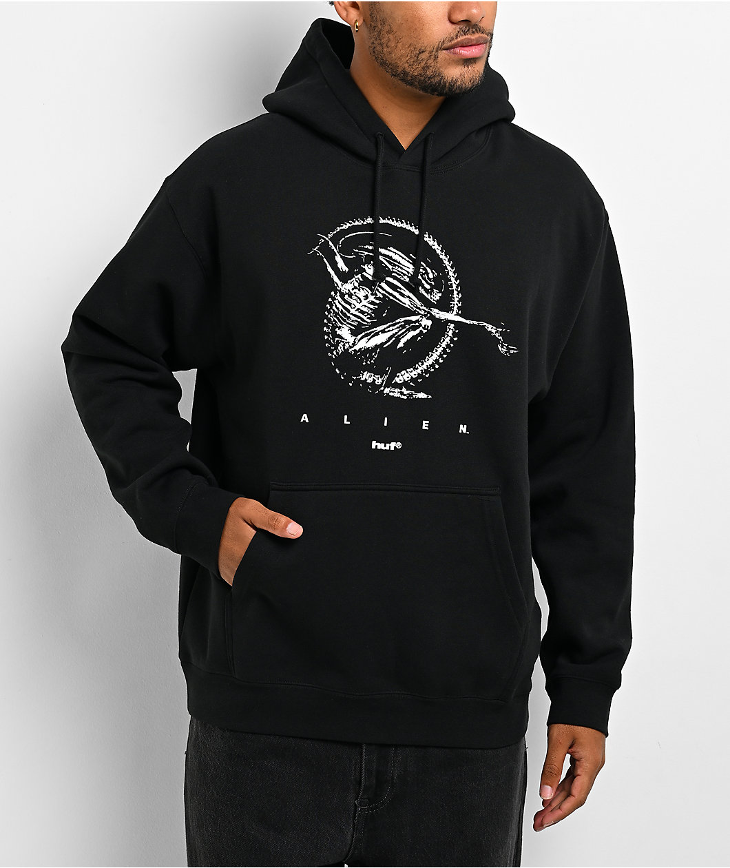HUF x ALIEN Fossilized Black Hoodie