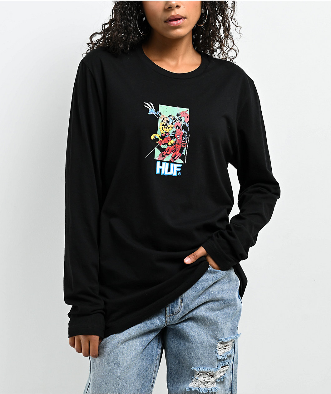 HUF x Deadpool Hack N Slash Black Long Sleeve T-Shirt