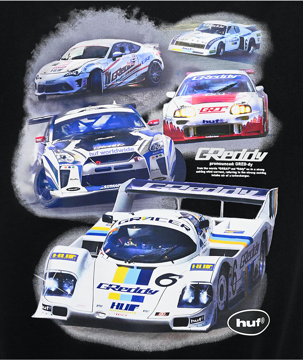 HUF x GReddy Showcase Black Crewneck Sweatshirt