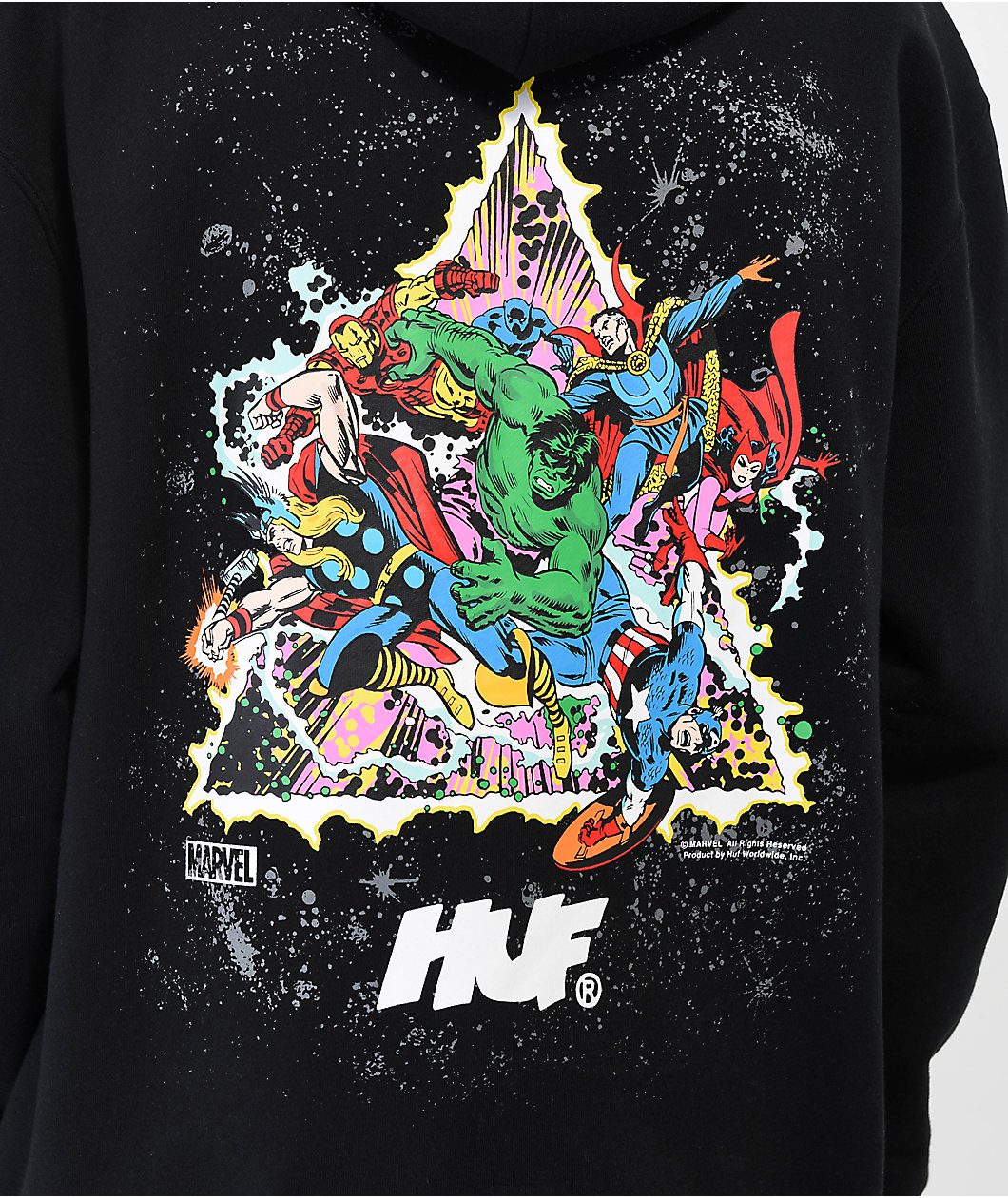 HUF x Marvel Avengers Cosmic Assemblage Black Hoodie