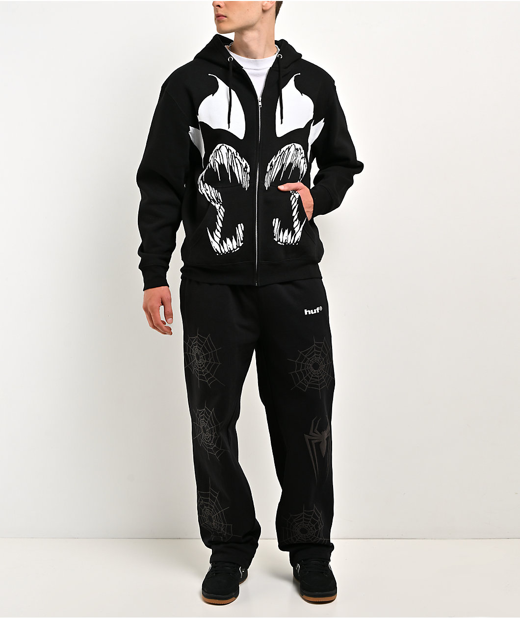 HUF x Marvel Spider-Man Symbiosis Black Zip Hoodie