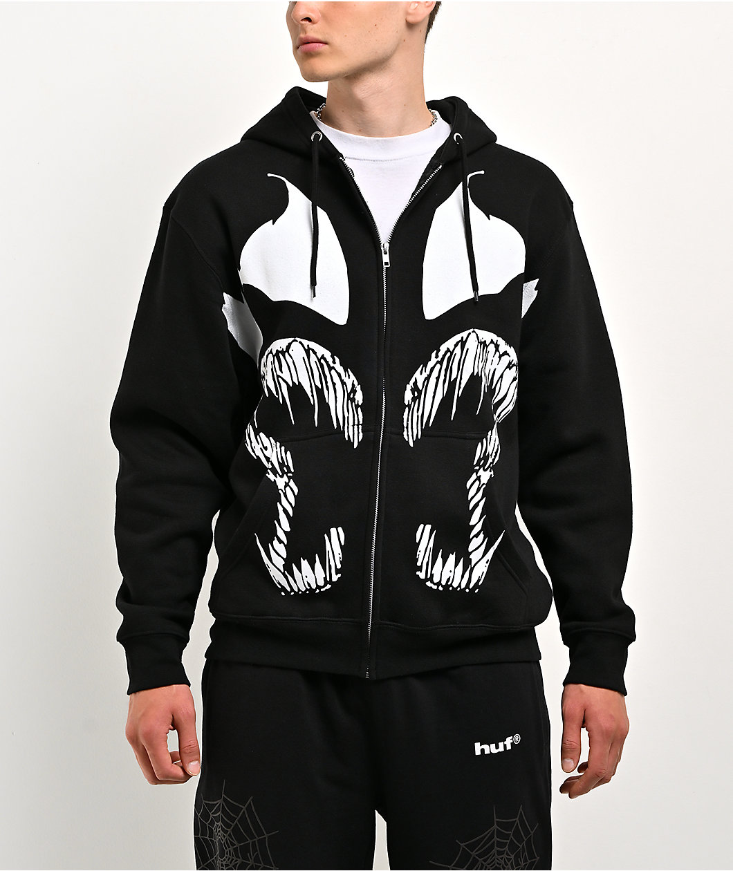 HUF x Marvel Spider-Man Symbiosis Black Zip Hoodie