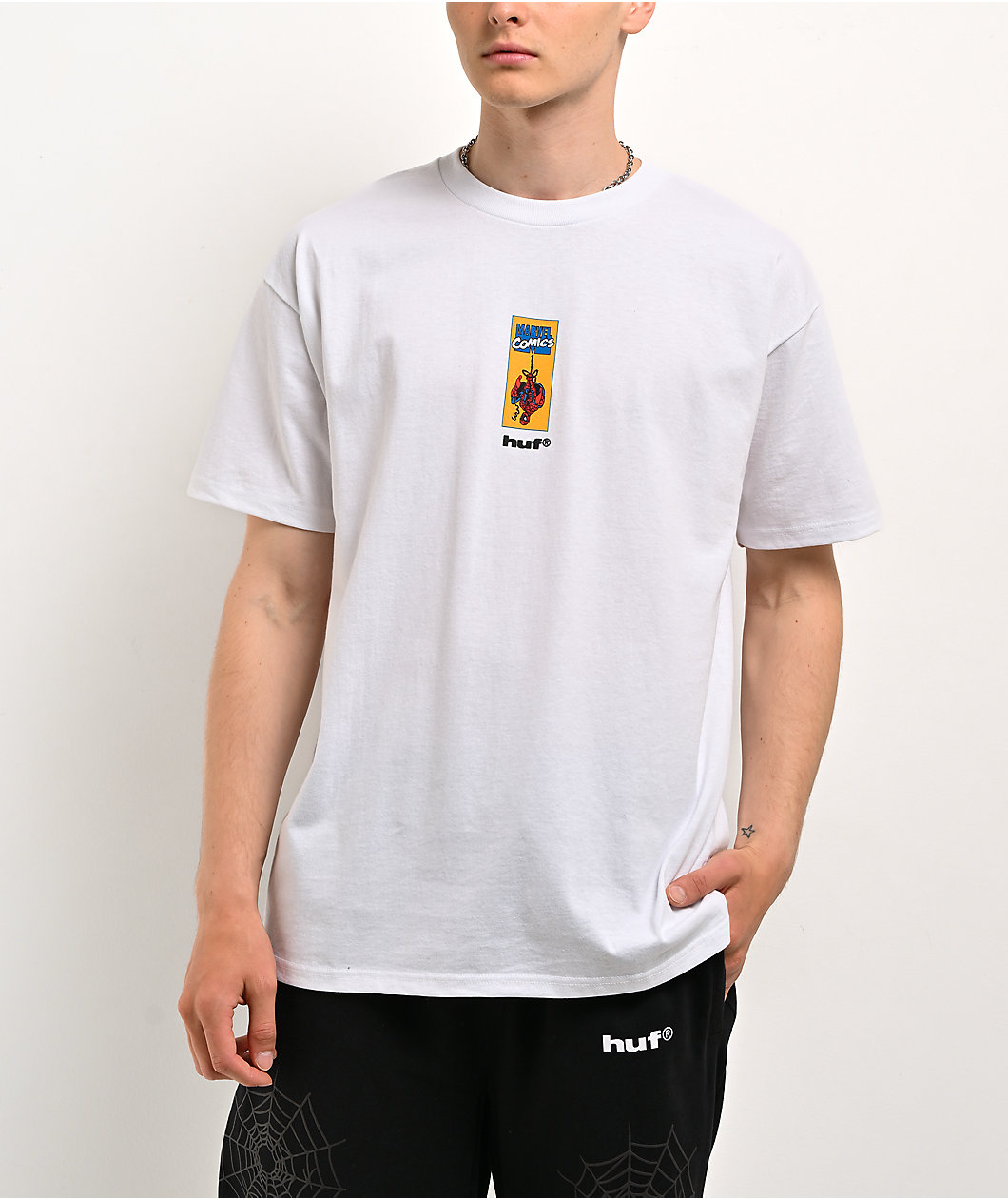 HUF x Marvel Spider-Man Upside Down White T-Shirt