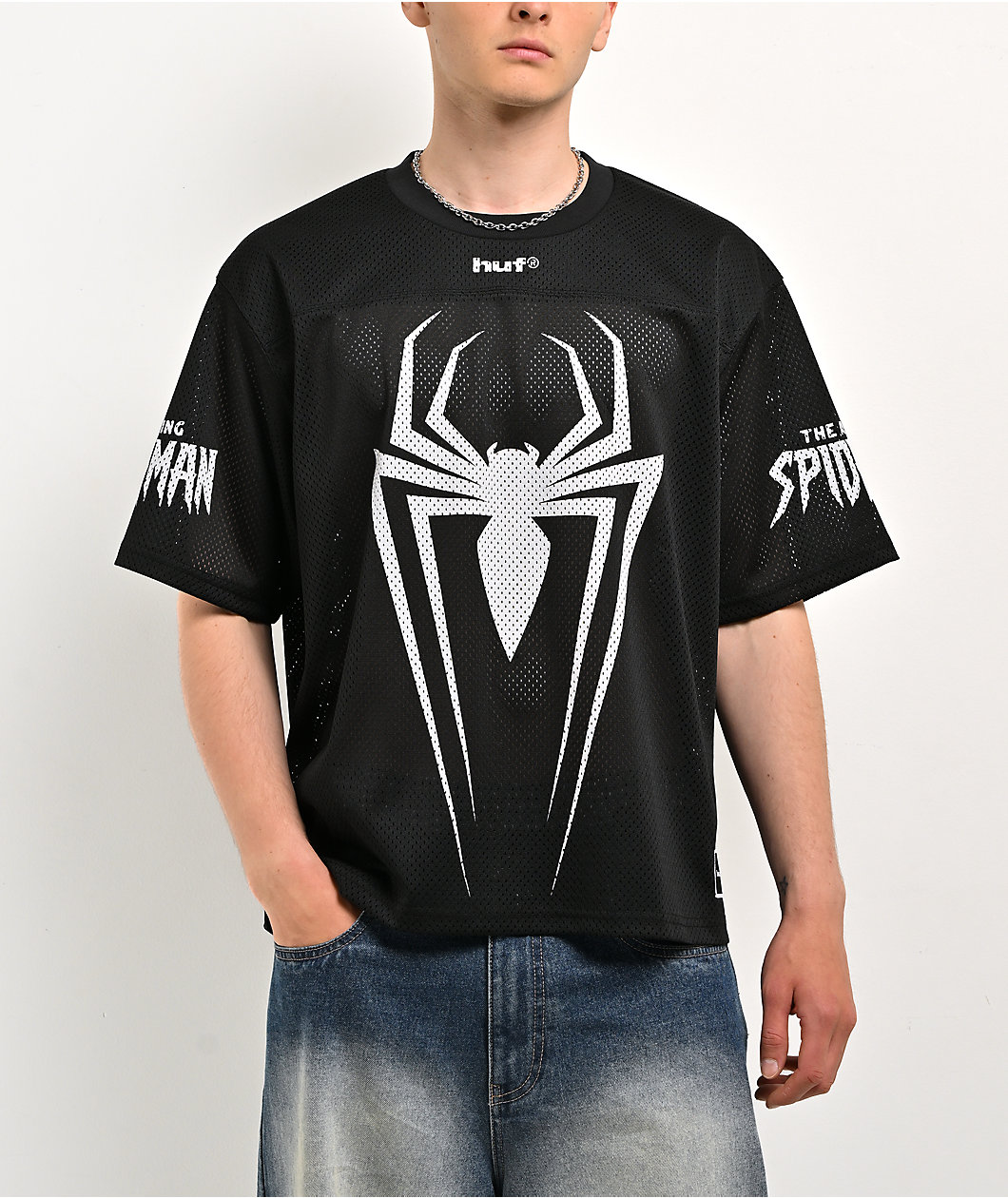 HUF x Spider-Man Black Football Jersey