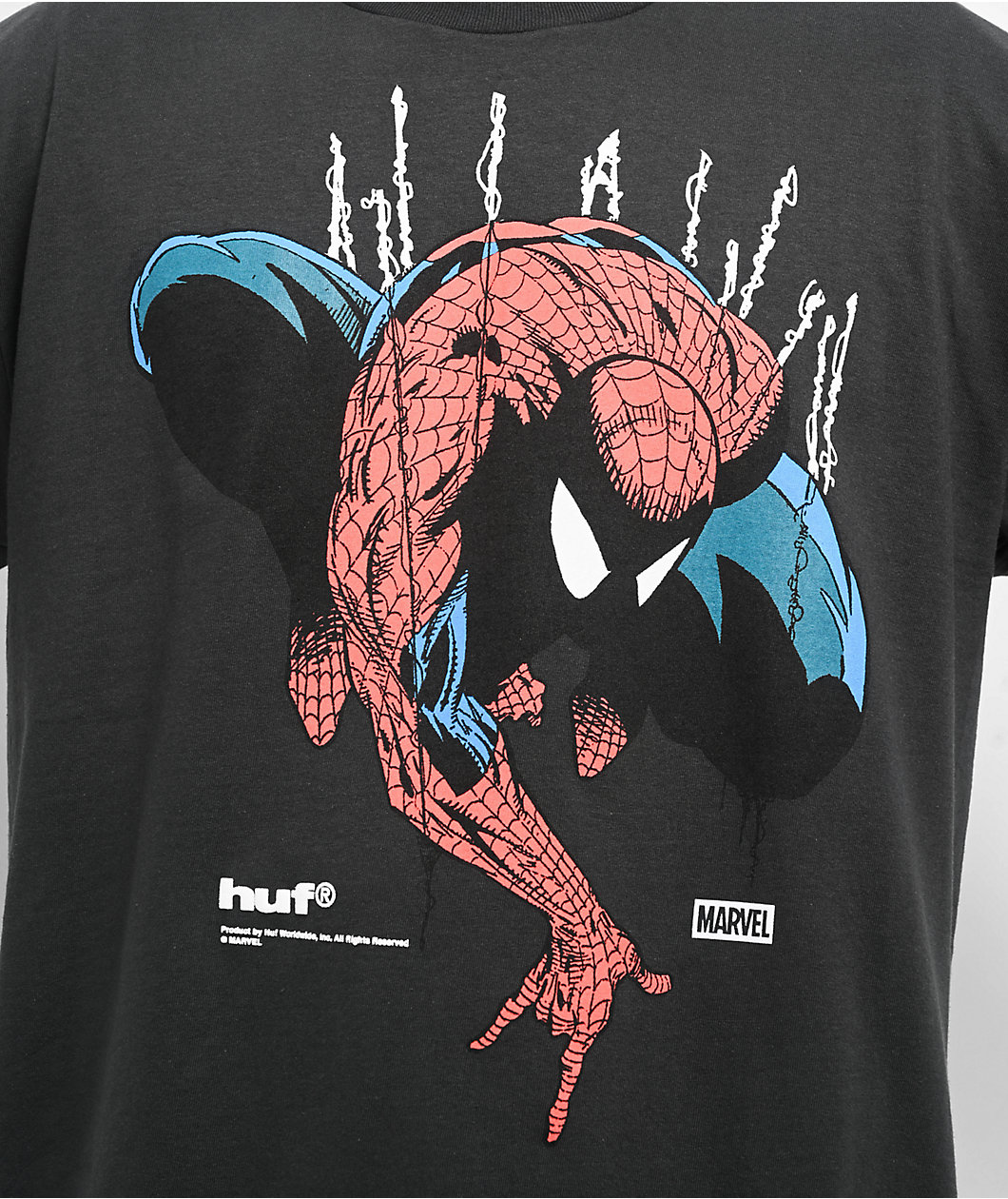 HUF x Spider-Man Perceptions Washed Black T-Shirt