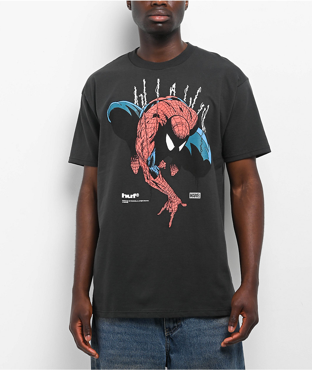 HUF x Spider-Man Perceptions Washed Black T-Shirt