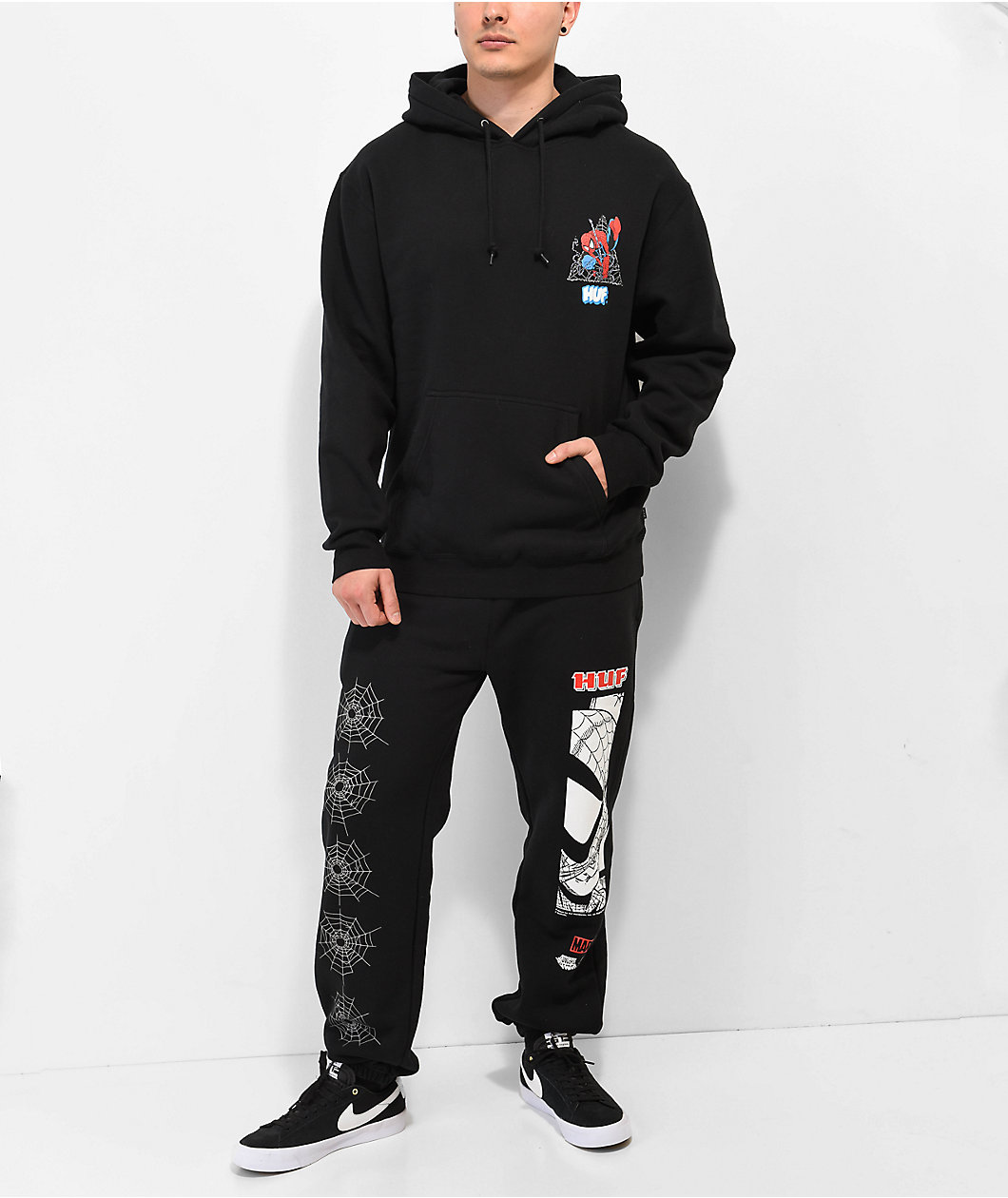 HUF x Spider-Man Thwip Triangle Black Hoodie