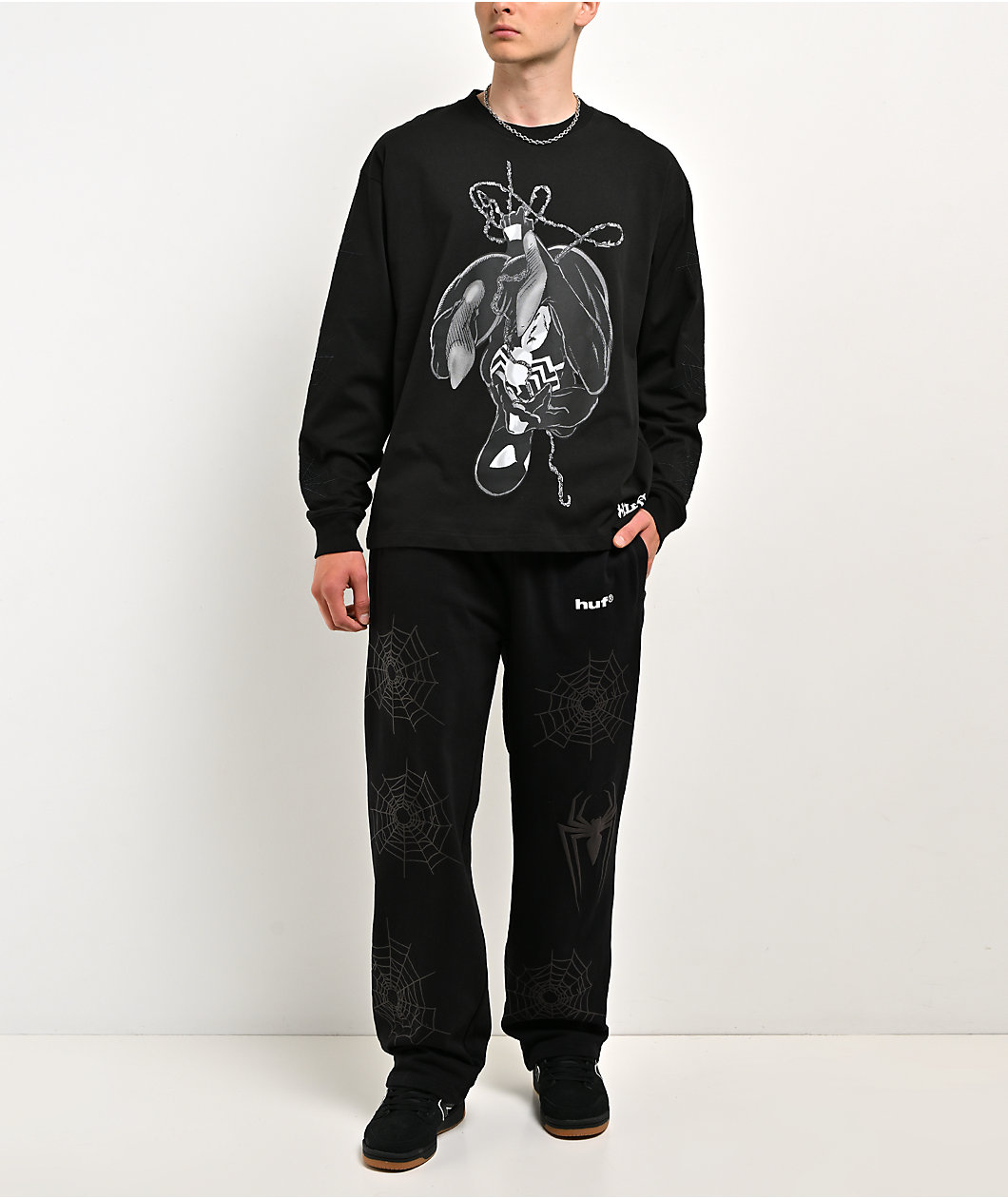 HUF x Spider-Man Upside Down Black Long Sleeve T-Shirt