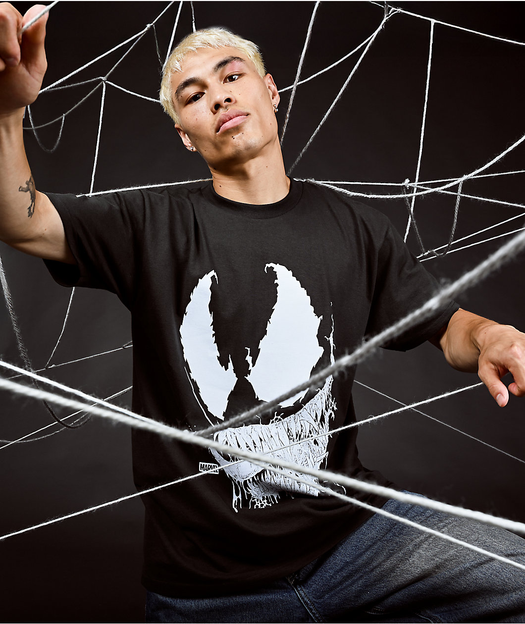 HUF x Spider-Man Vile Washed Black T-Shirt