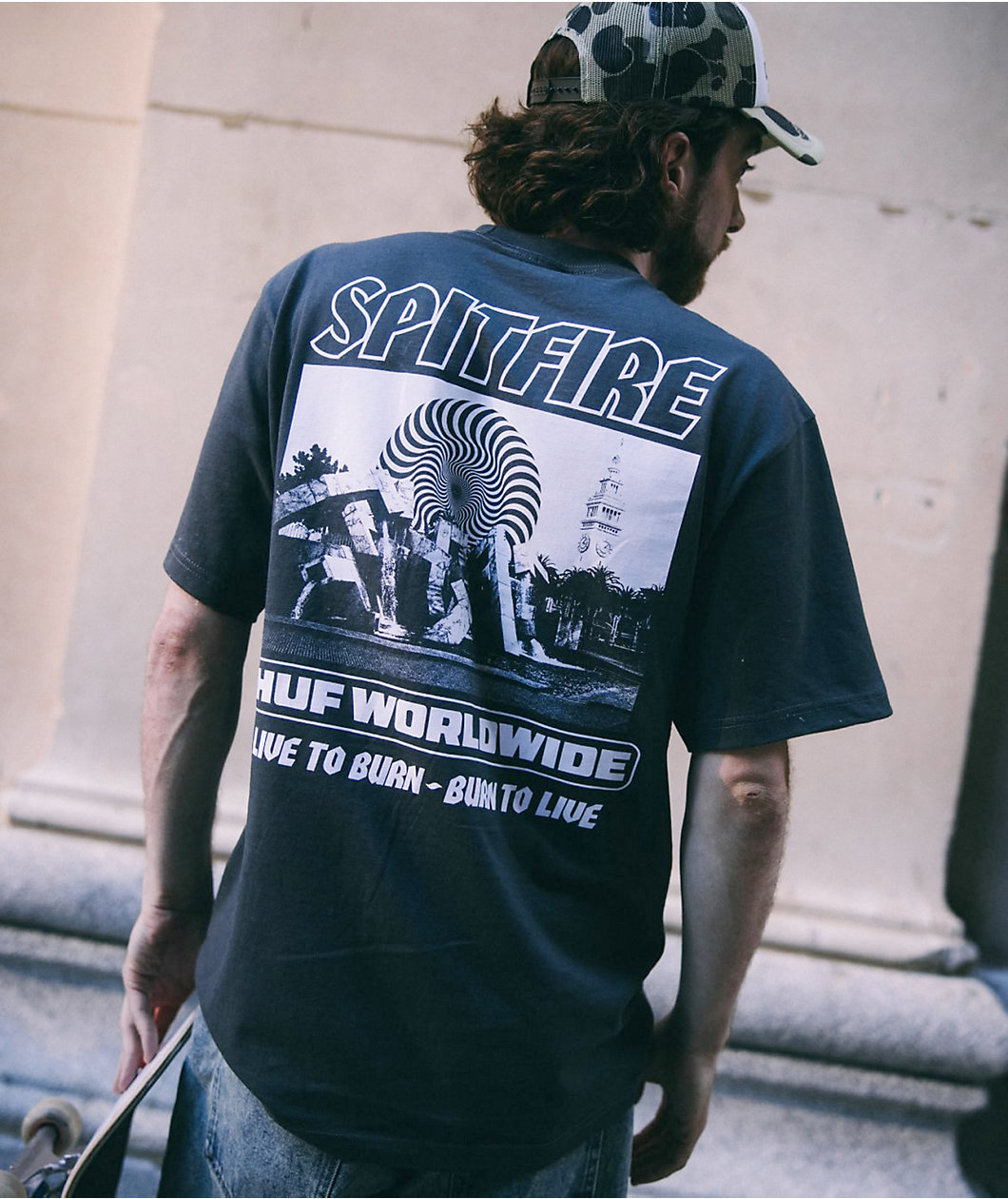 HUF x Spitfire Burn Grey T-Shirt
