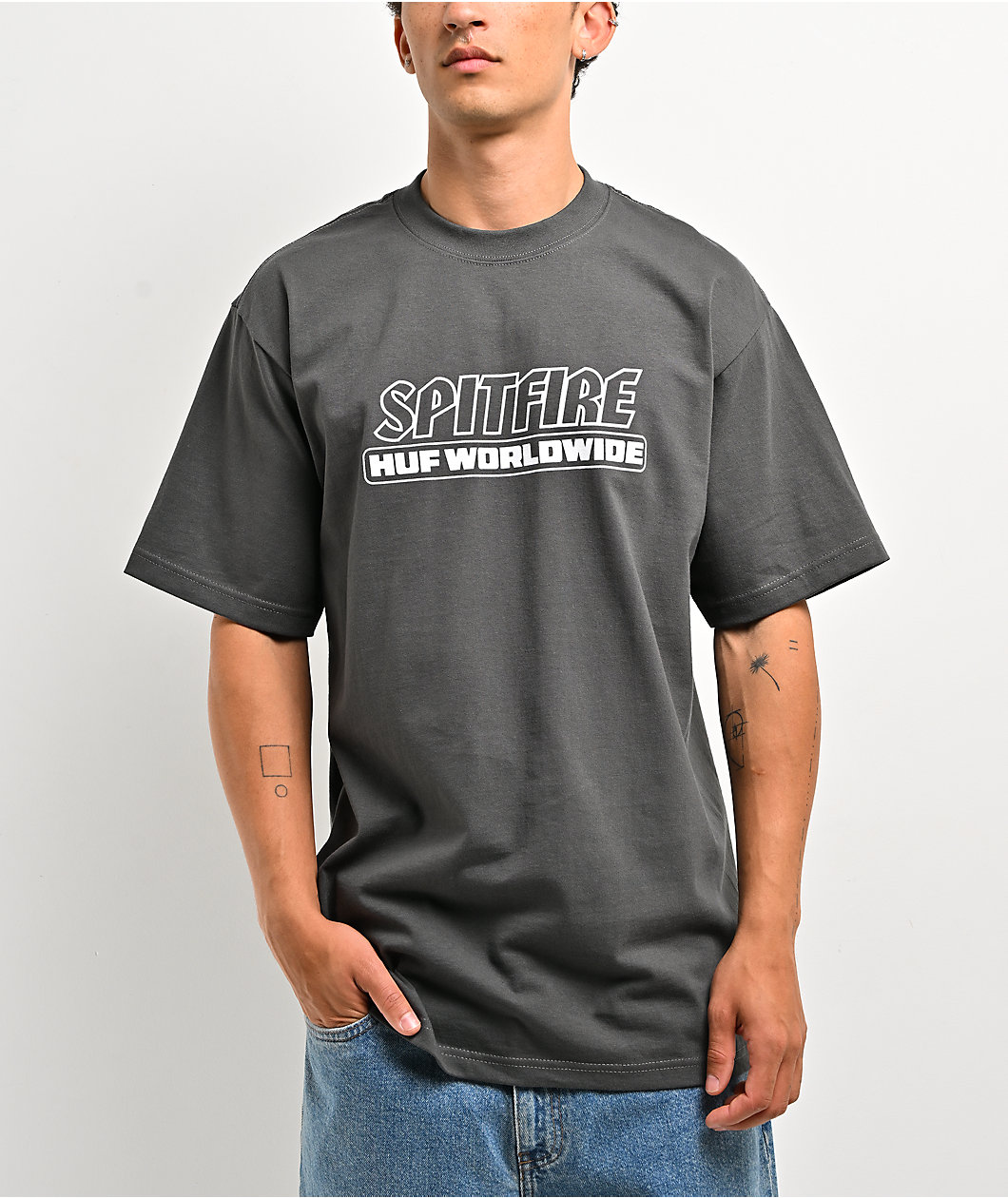 HUF x Spitfire Burn Grey T-Shirt