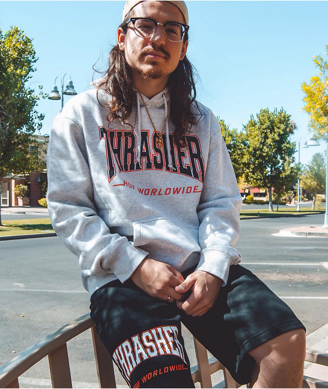 HUF x THRASHER Bayview Heather Grey Hoodie