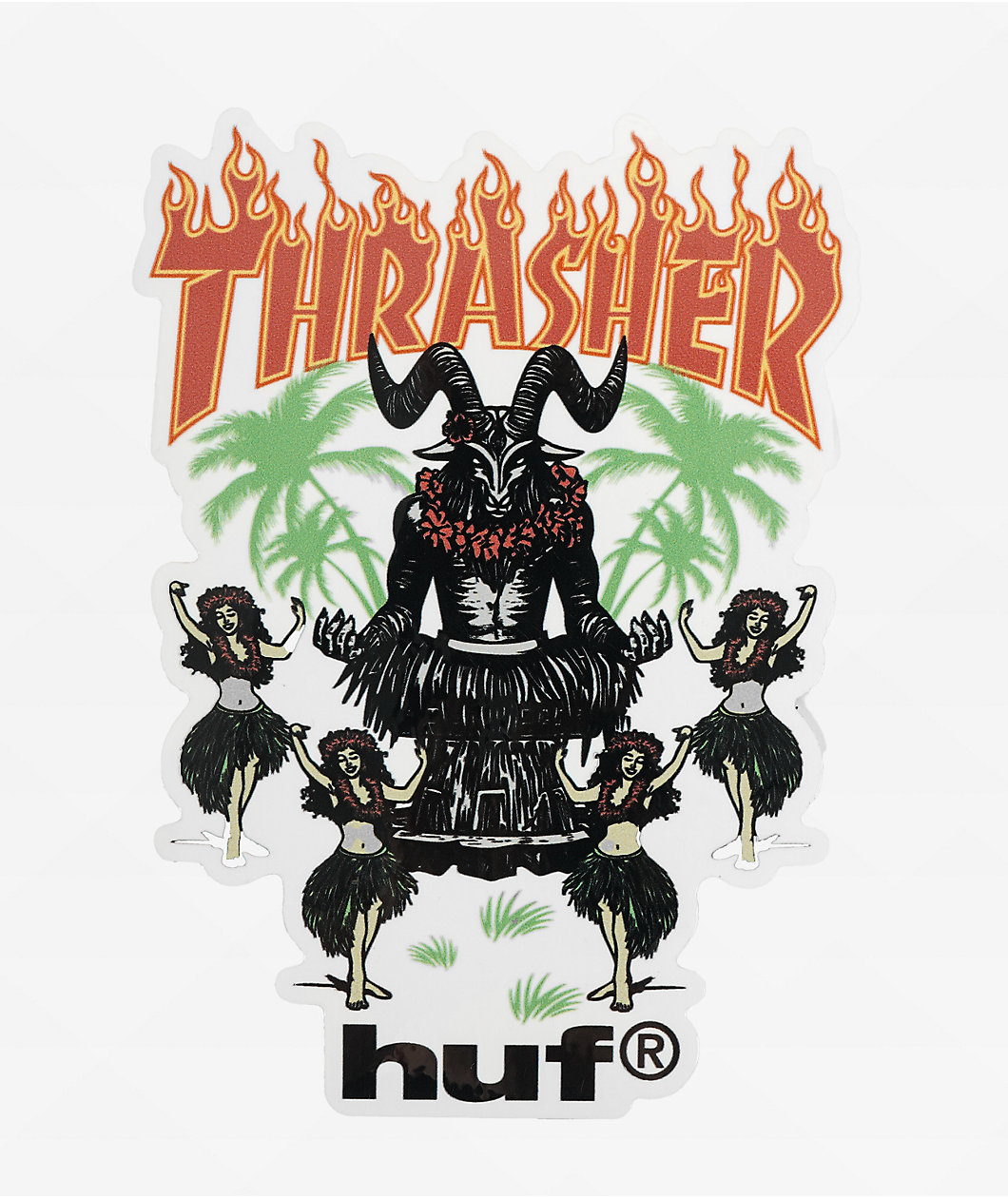HUF x Thrasher Goat Luau Sticker