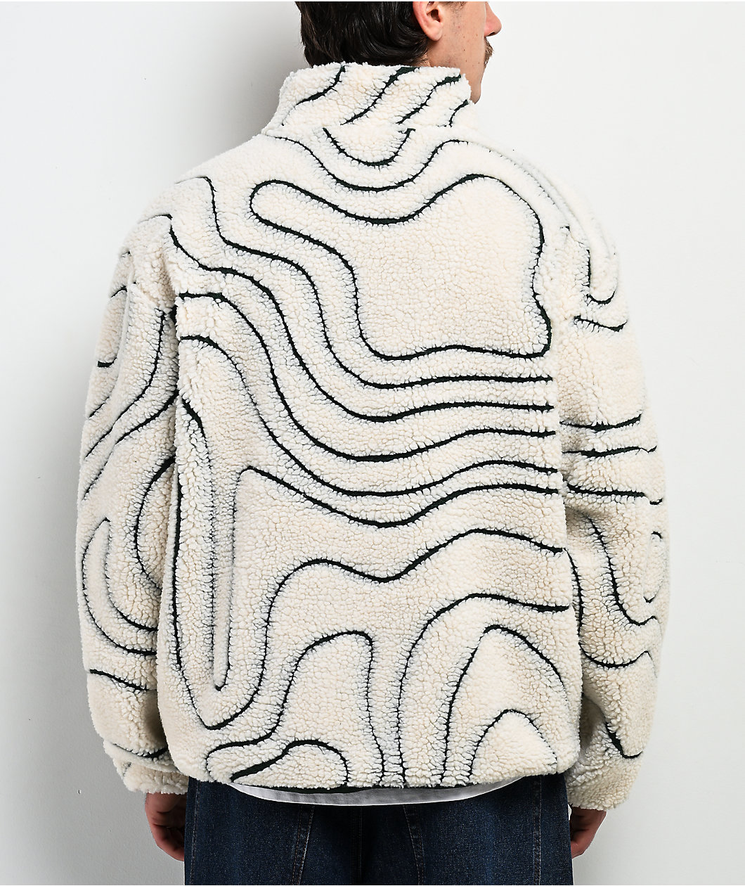 HUF x Toyota TRD Topography Tech White & Green Sherpa Zip Jacket