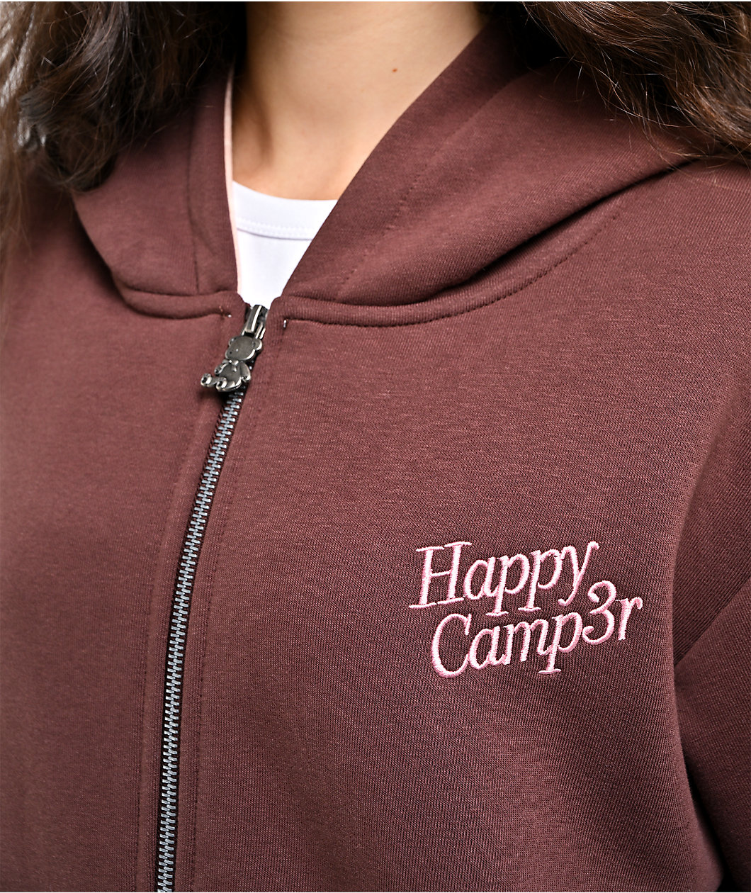 Happy Camp3r Fawn Love Brown Zip Hoodie