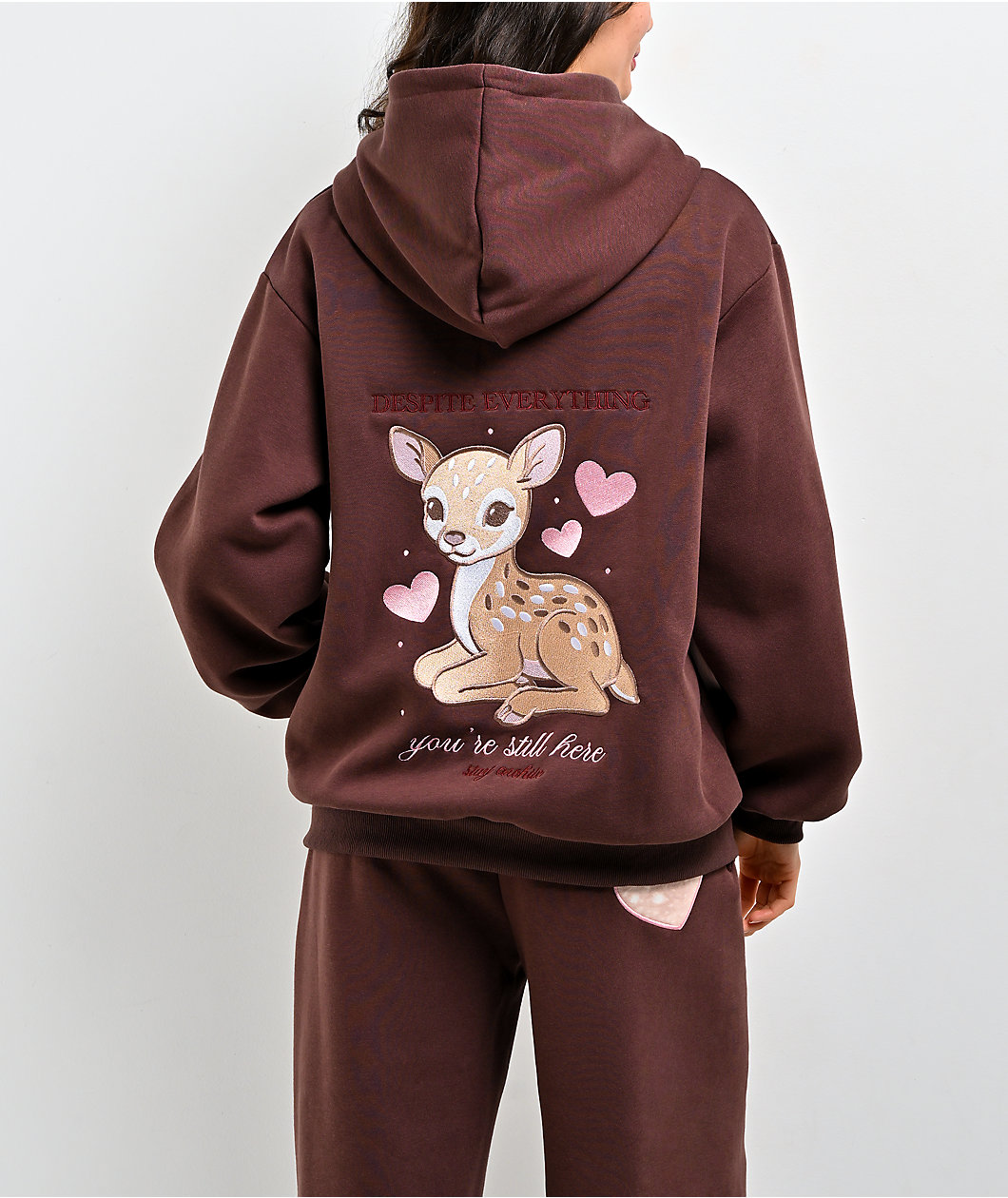Happy Camp3r Fawn Love Brown Zip Hoodie