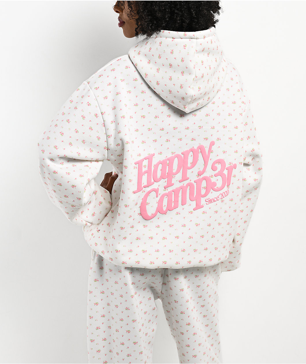 Happy Camp3r Garden Confetti Puff Core White Hoodie