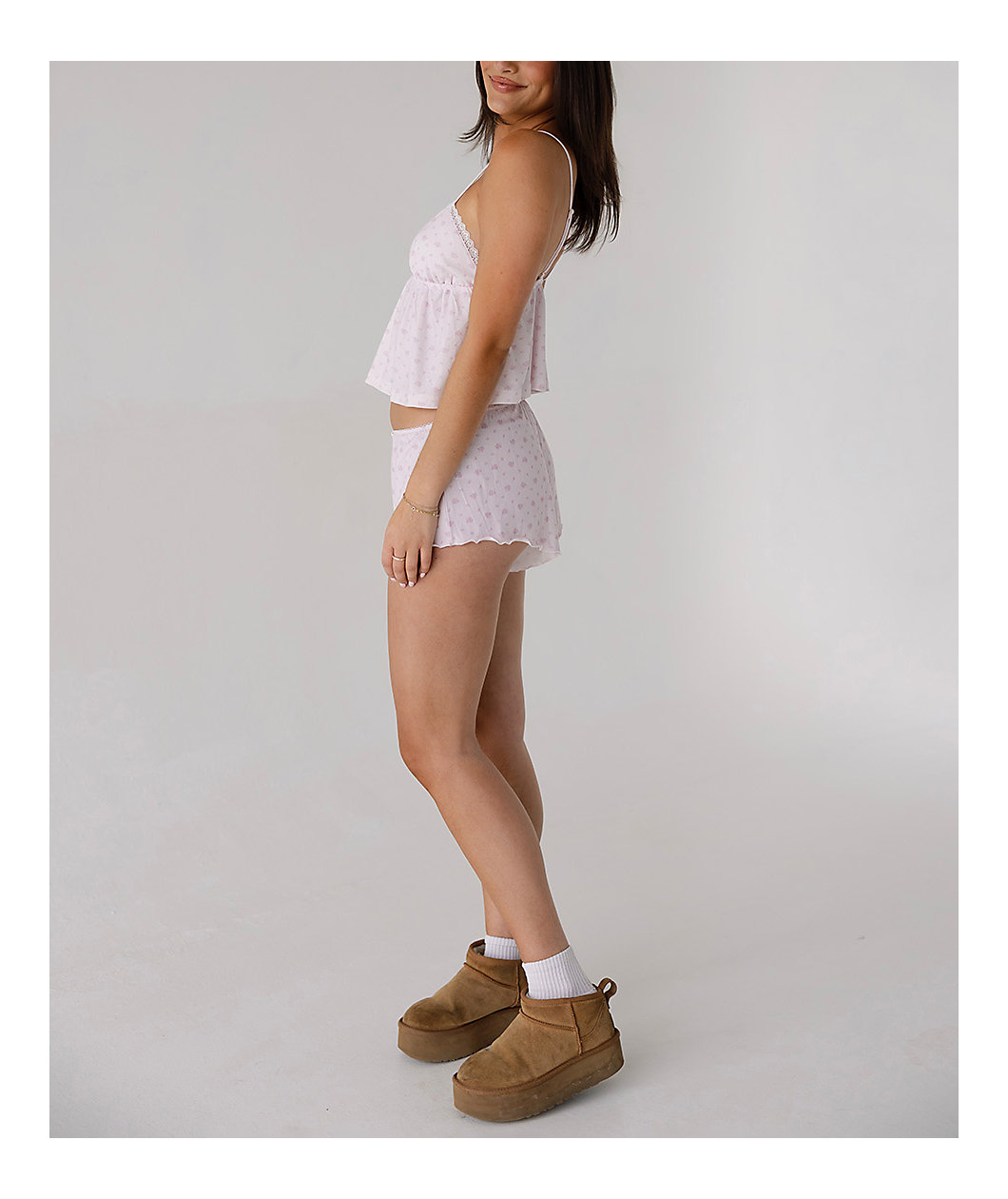Happy Camp3r Penelope Ballet Garden Pink Crop Tank Top