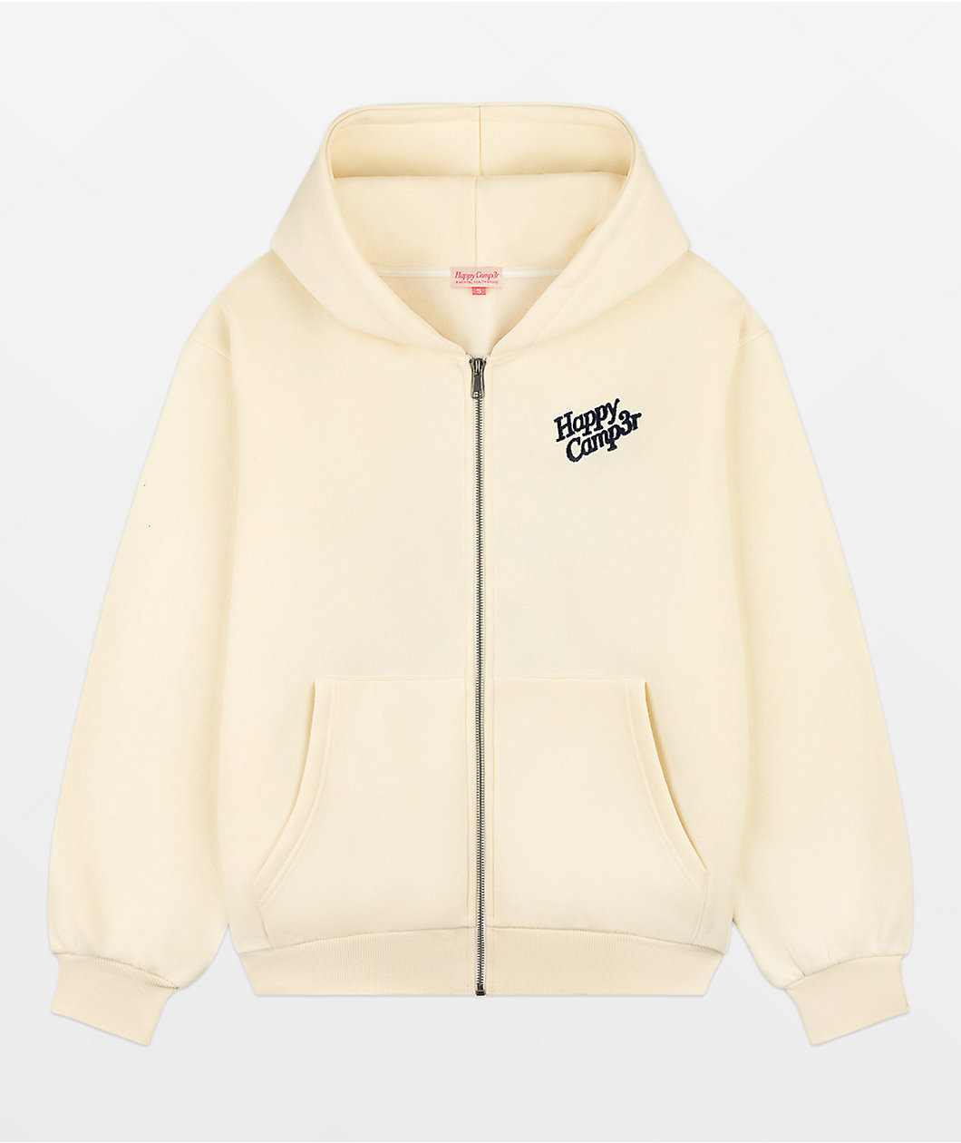 Happy Camp3r The World Is Better Cream Zip Hoodie