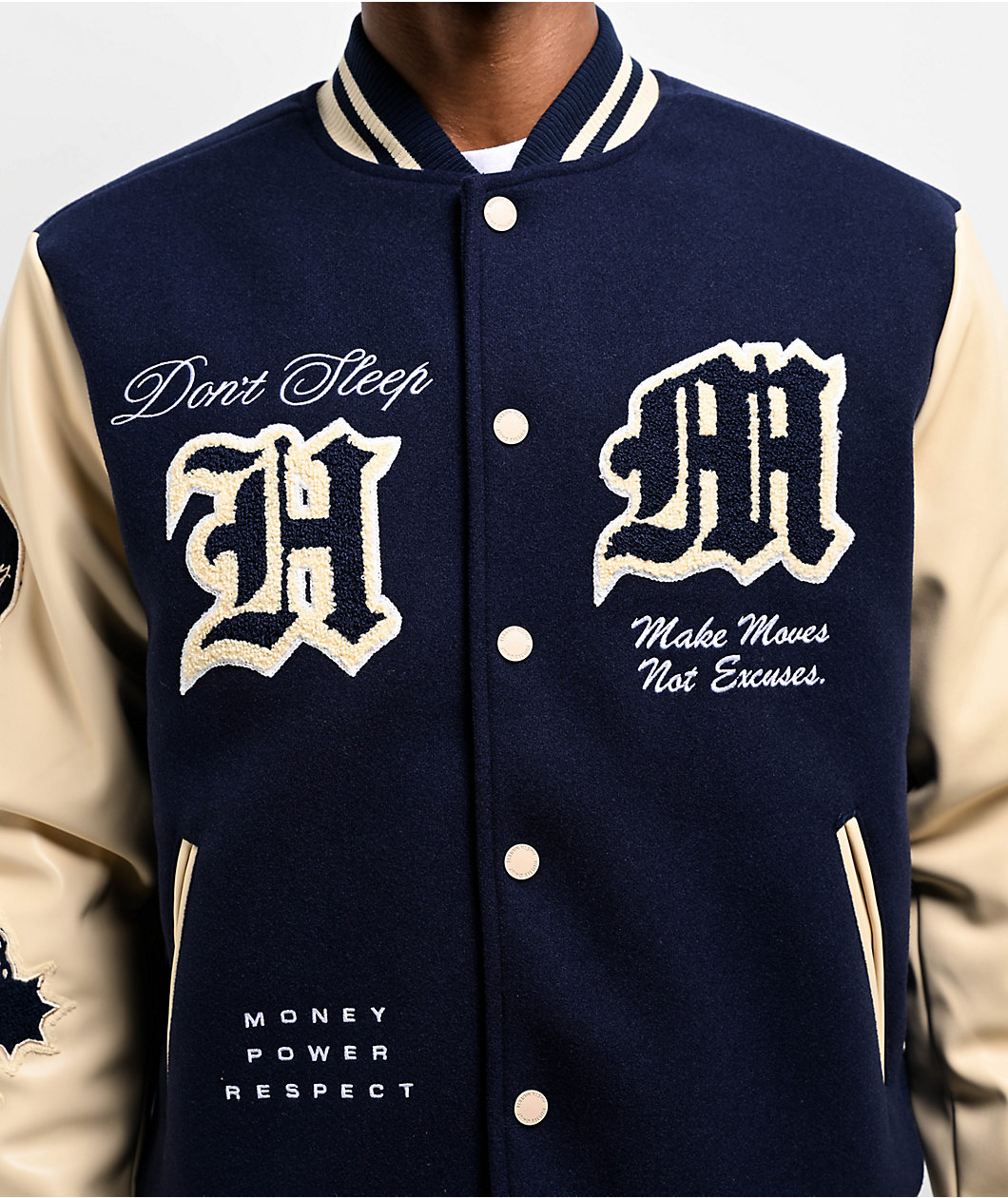 Hasta Muerte Legends Navy & Cream Letterman Jacket