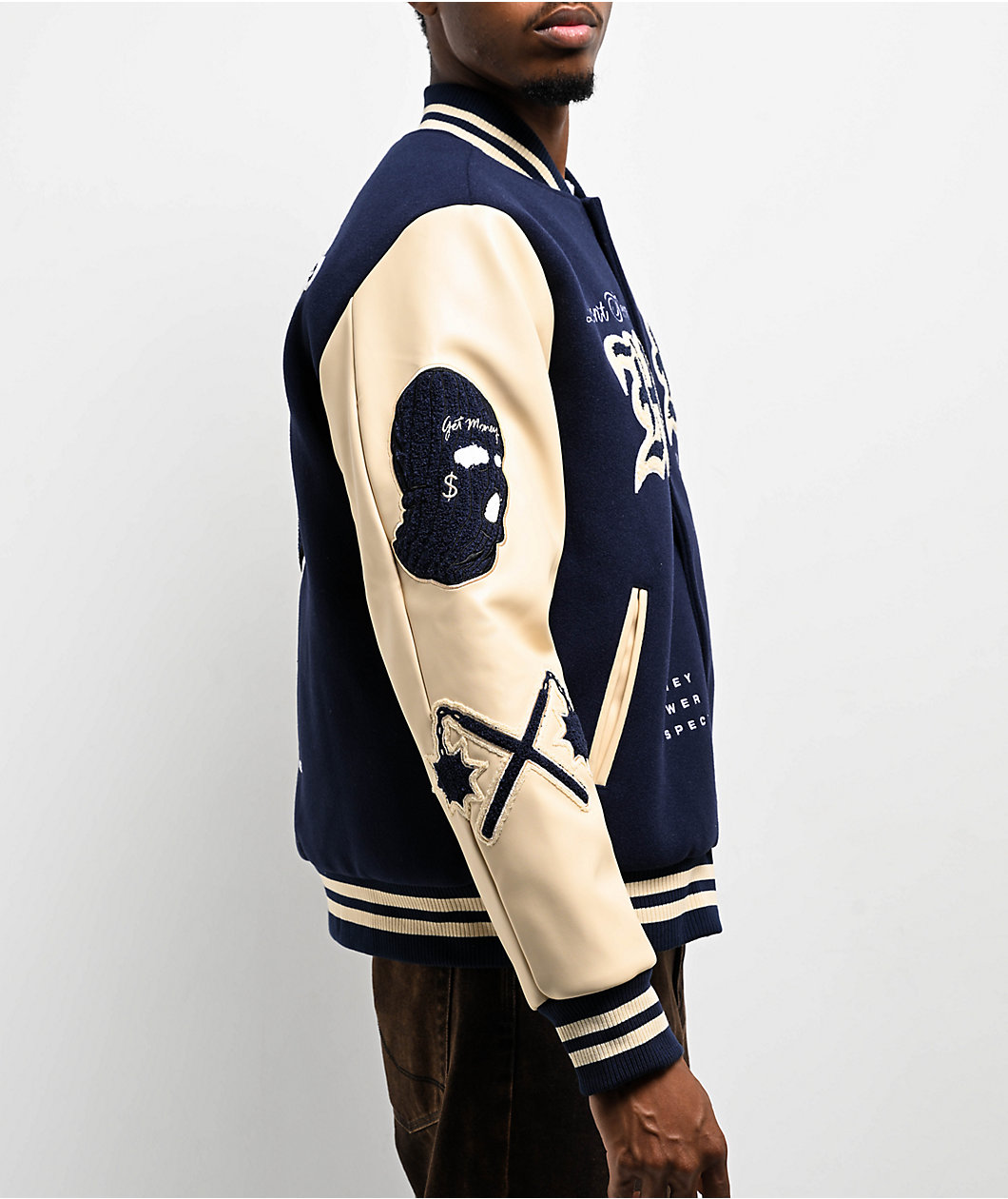 Hasta Muerte Legends Navy & Cream Letterman Jacket