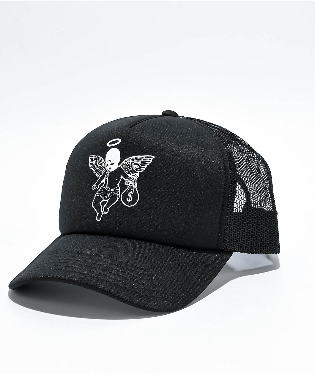 Hasta Muerte Money Motivated Angel Black Trucker Hat