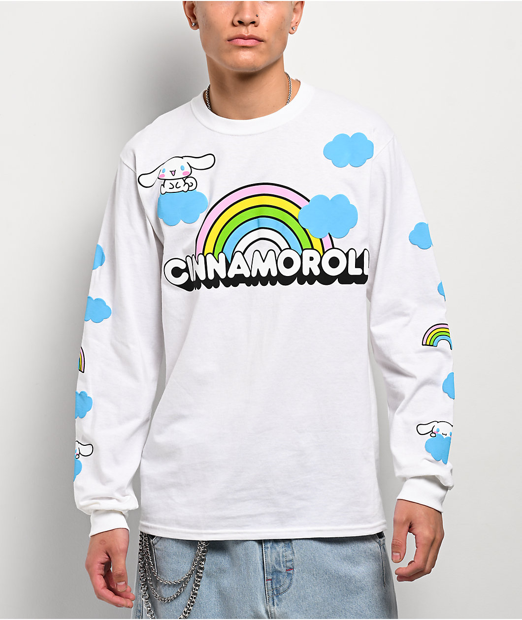 Hello Kitty® & Friends | A.LAB Cinnamoroll™ Over The Rainbow White Long Sleeve T-Shirt