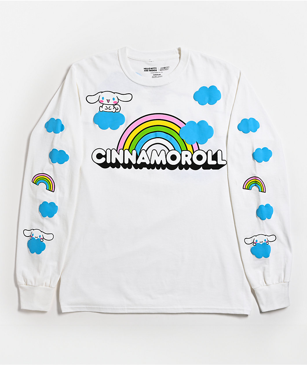 Hello Kitty® & Friends | A.LAB Cinnamoroll™ Over The Rainbow White Long Sleeve T-Shirt