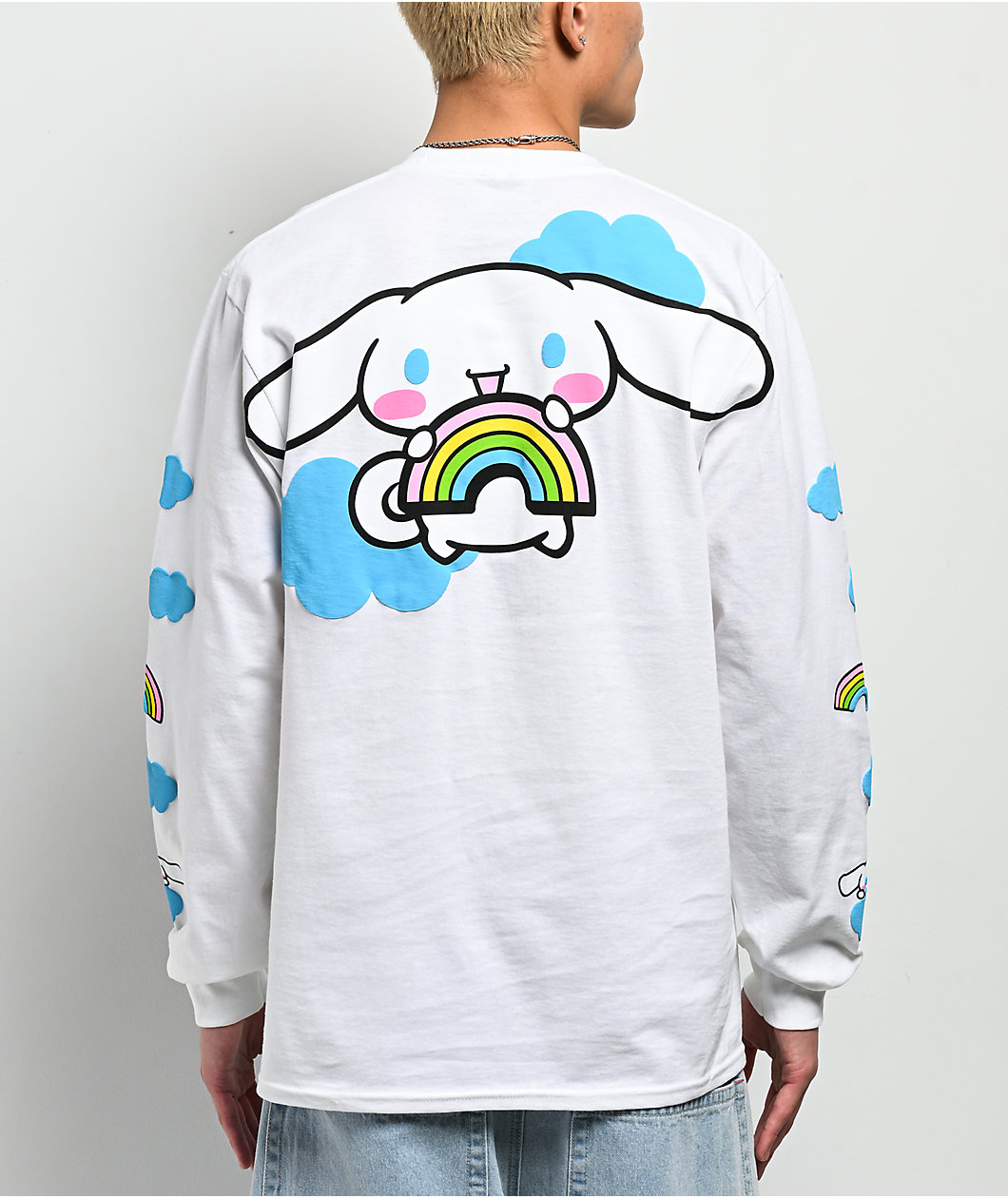 Hello Kitty® & Friends | A.LAB Cinnamoroll™ Over The Rainbow White Long Sleeve T-Shirt
