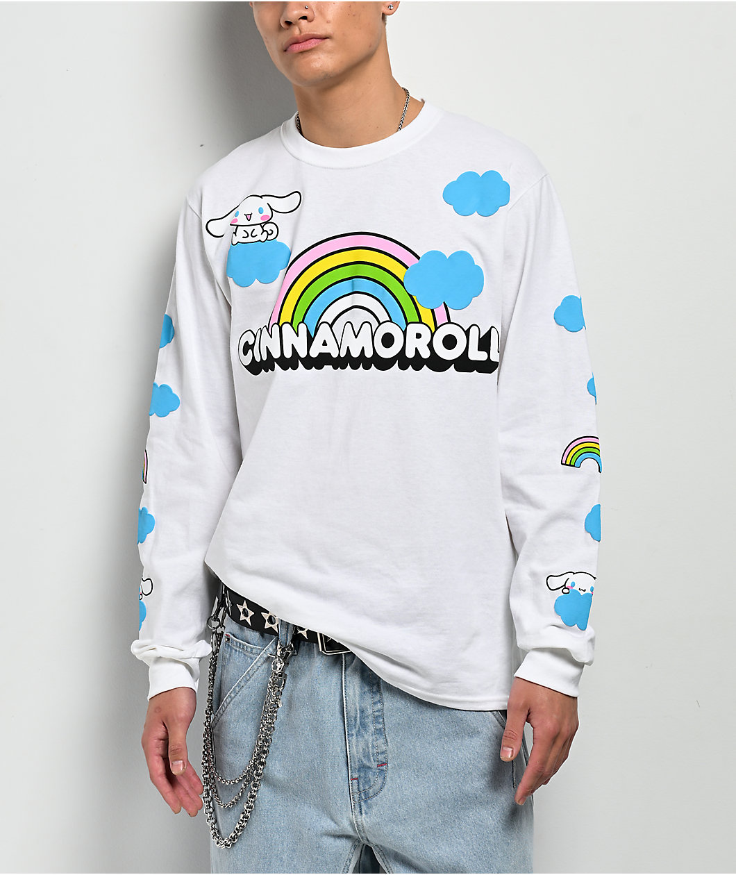Hello Kitty® & Friends | A.LAB Cinnamoroll™ Over The Rainbow White Long Sleeve T-Shirt