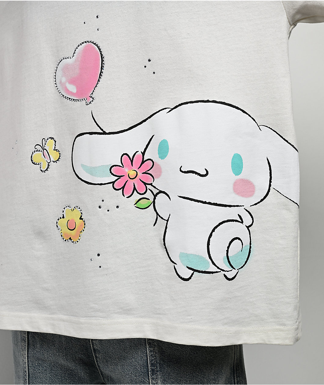 Hello Kitty® & Friends | A.LAB Cinnamoroll™ Pink Ribbon White T-Shirt