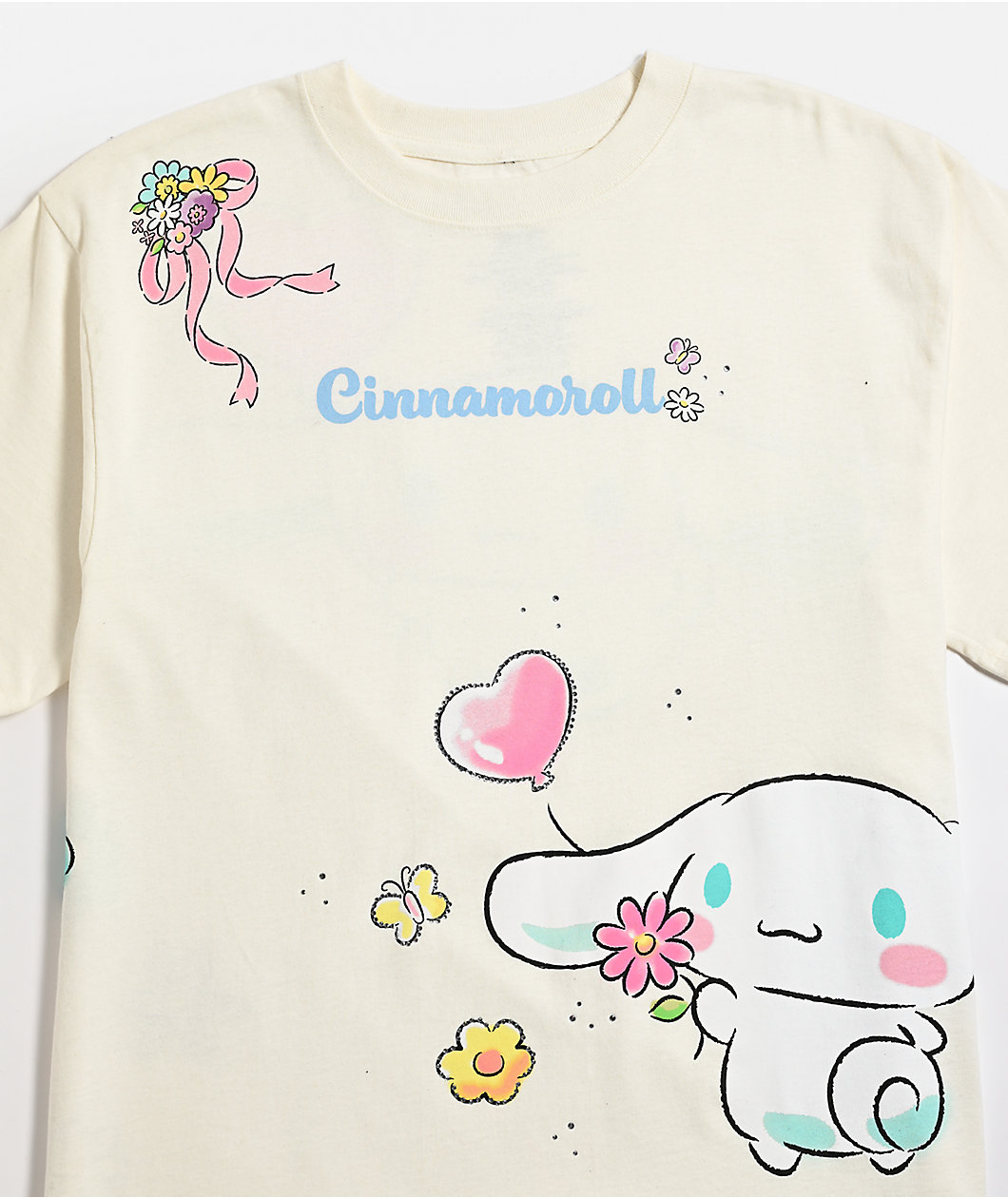 Hello Kitty® & Friends | A.LAB Cinnamoroll™ Pink Ribbon White T-Shirt