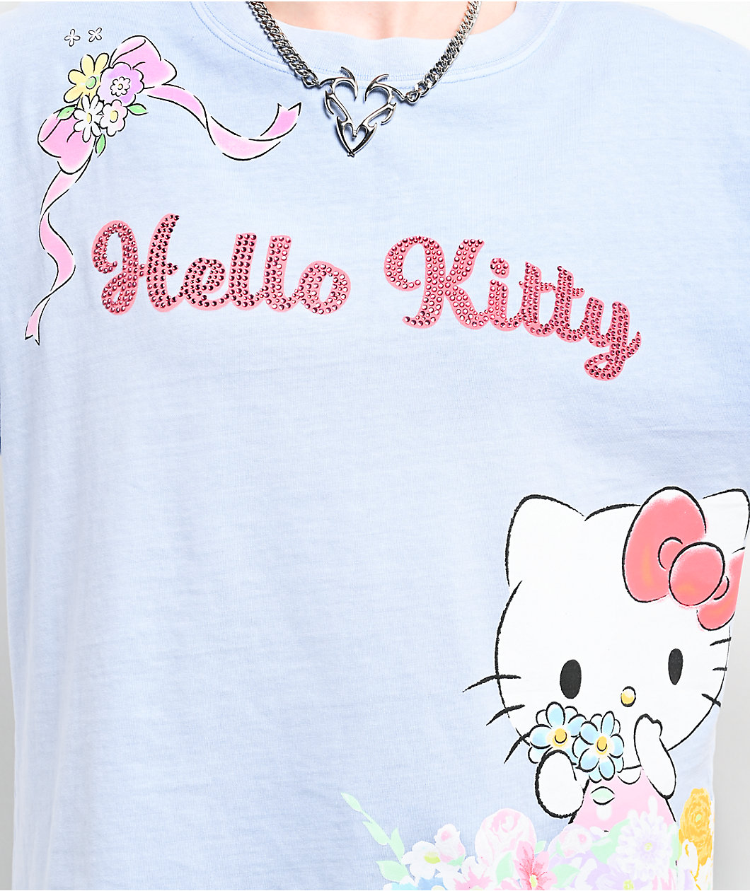 Hello Kitty® & Friends | A.LAB Hello Kitty Pink Ribbon Blue T-Shirt