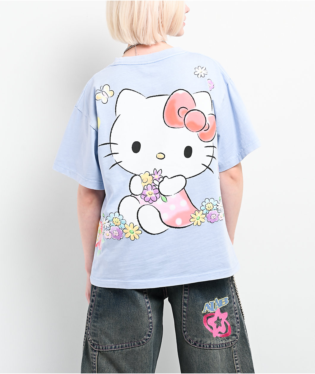 Hello Kitty® & Friends | A.LAB Hello Kitty Pink Ribbon Blue T-Shirt